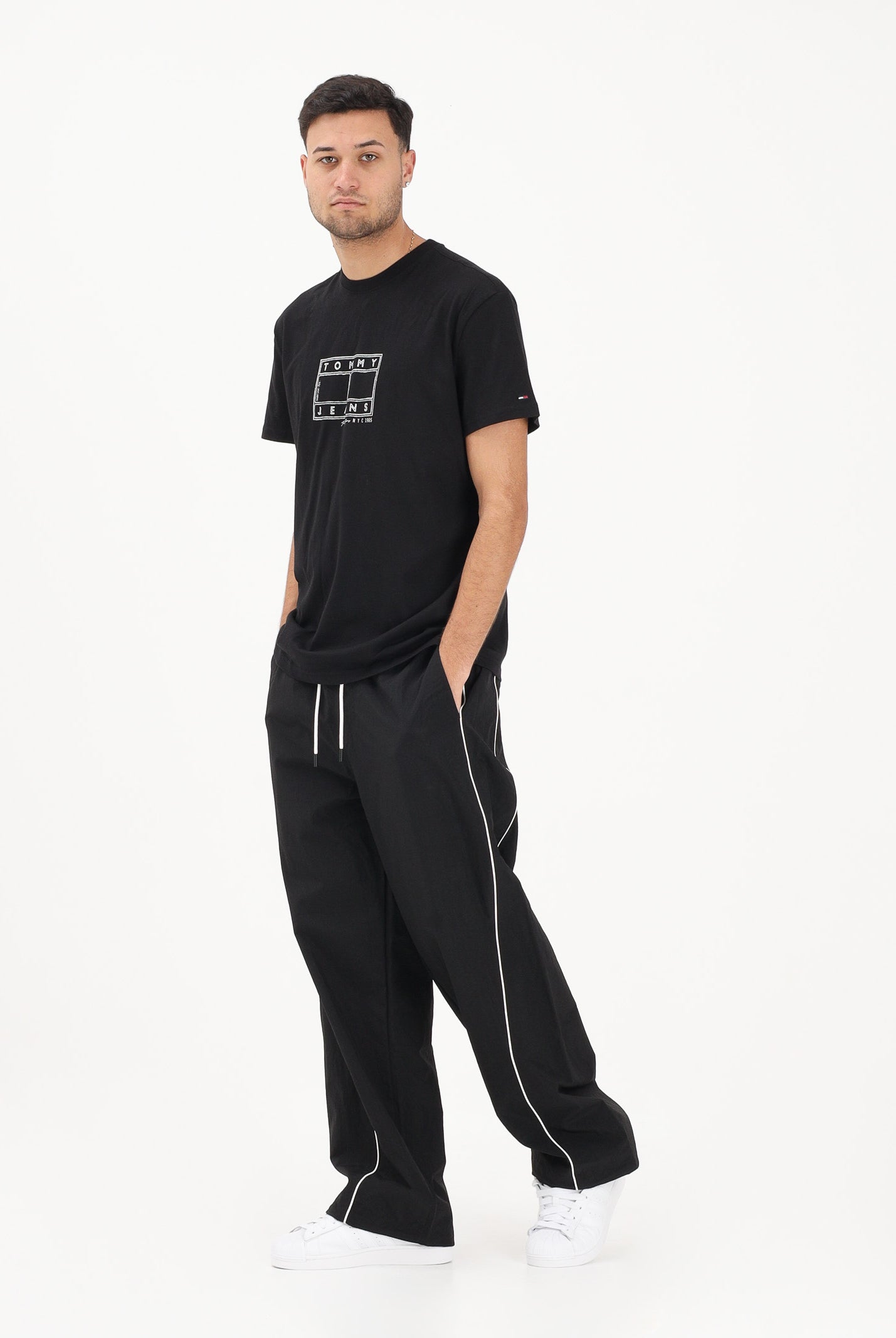 TOMMY JEANS Pantalone sportivo Theo nero da uomo DM0DM23111 BDS TOMMY JEANS