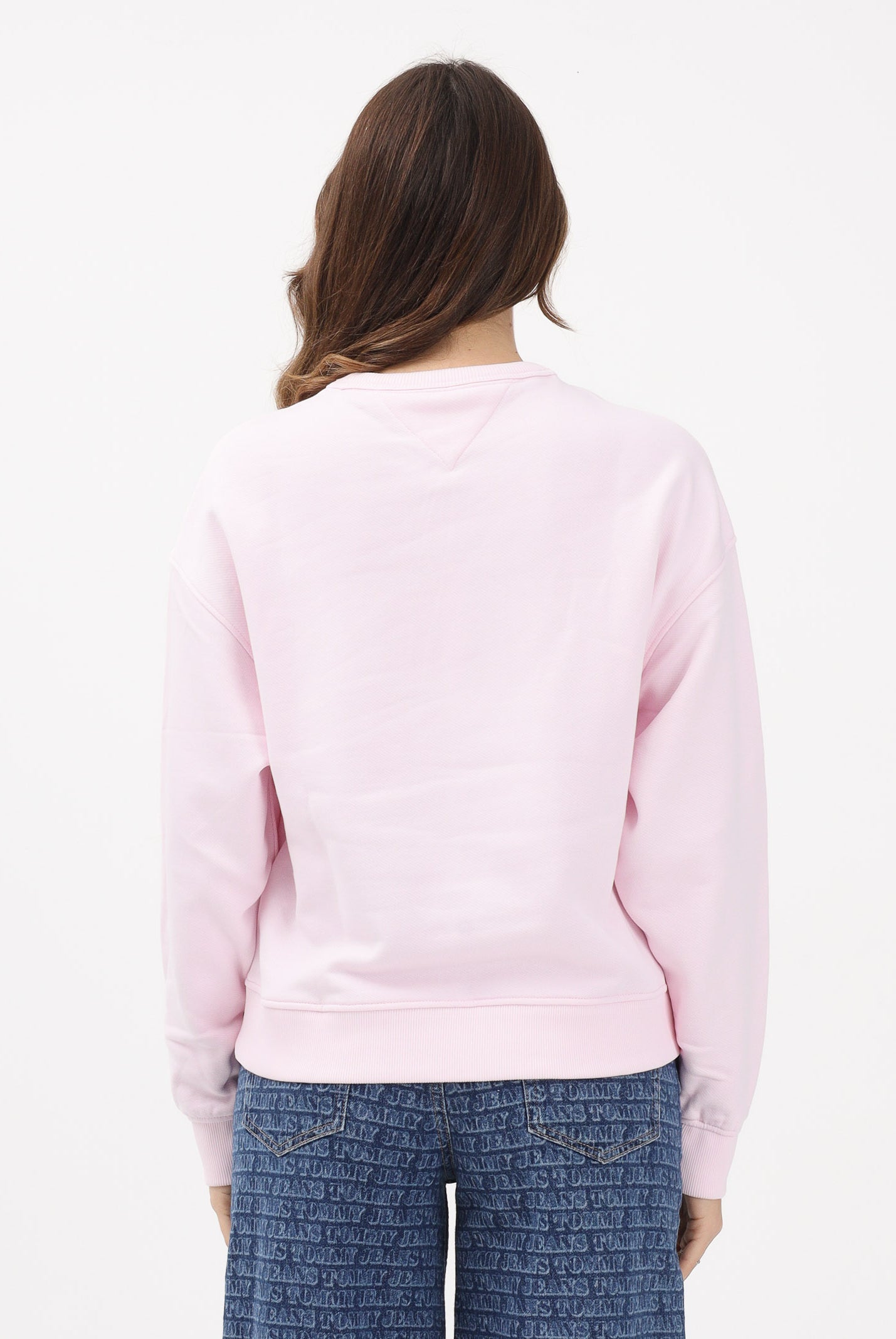 TOMMY JEANS Felpa girocollo rosa da donna con logo DW0DW17325 TOG TOMMY JEANS