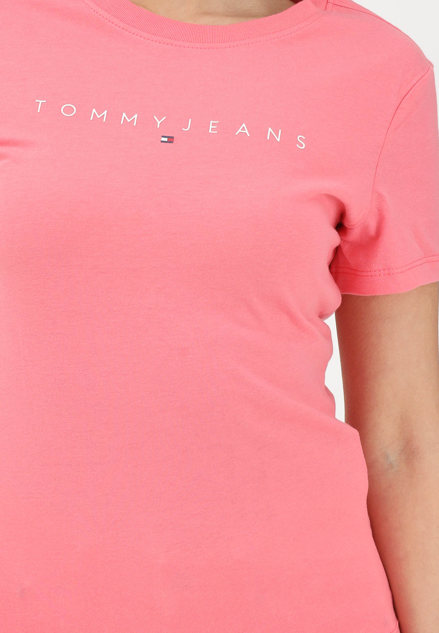 TOMMY JEANS T-shirt a manica corta rosa da donna con logo DW0DW18398 TIE TOMMY JEANS