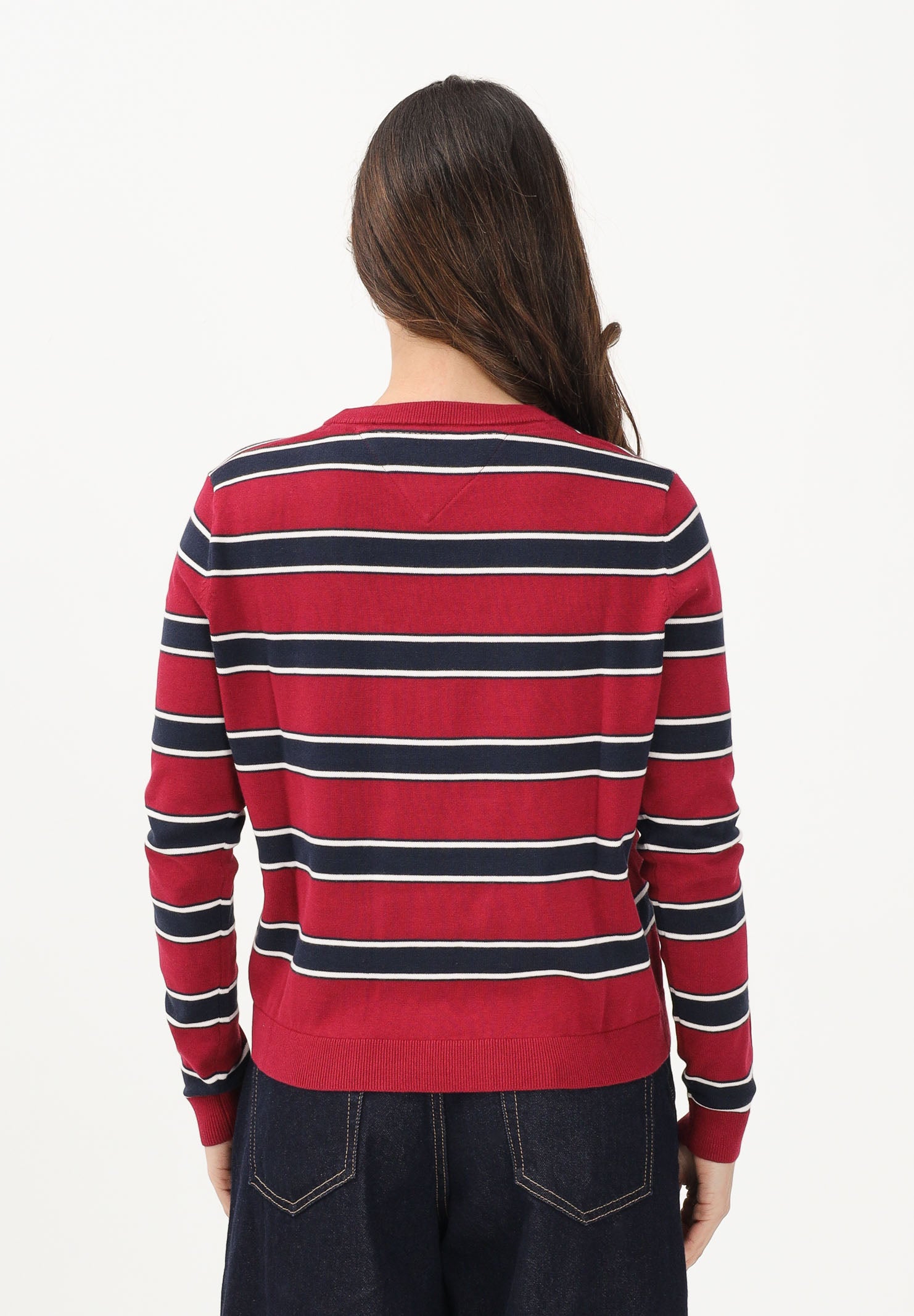 TOMMY JEANS Maglioncino bordeaux e blu da donna con motivo a righe DW0DW19888 0E3 TOMMY JEANS