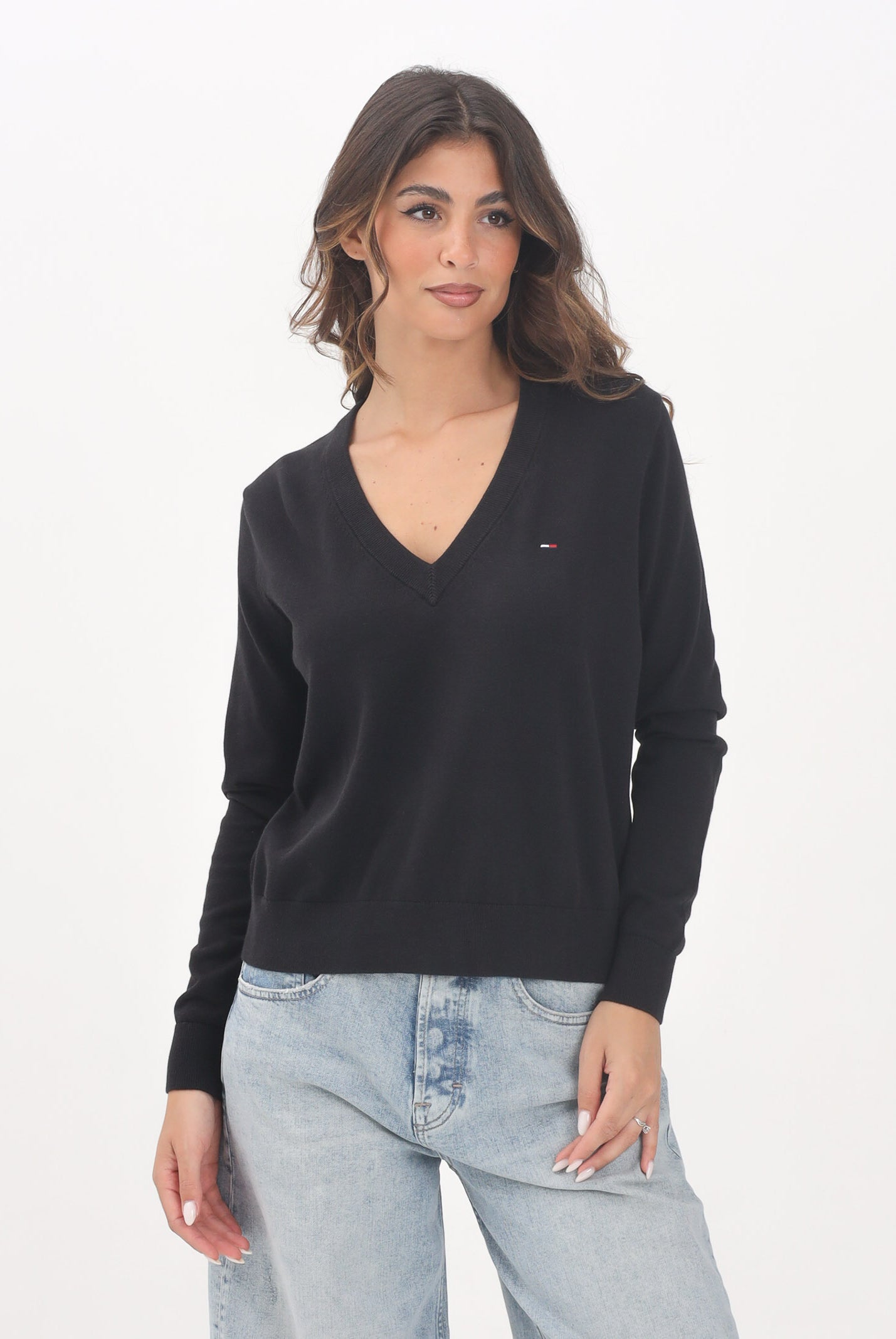 TOMMY JEANS Maglioncino nero da donna con logo DW0DW19888 BDS TOMMY JEANS