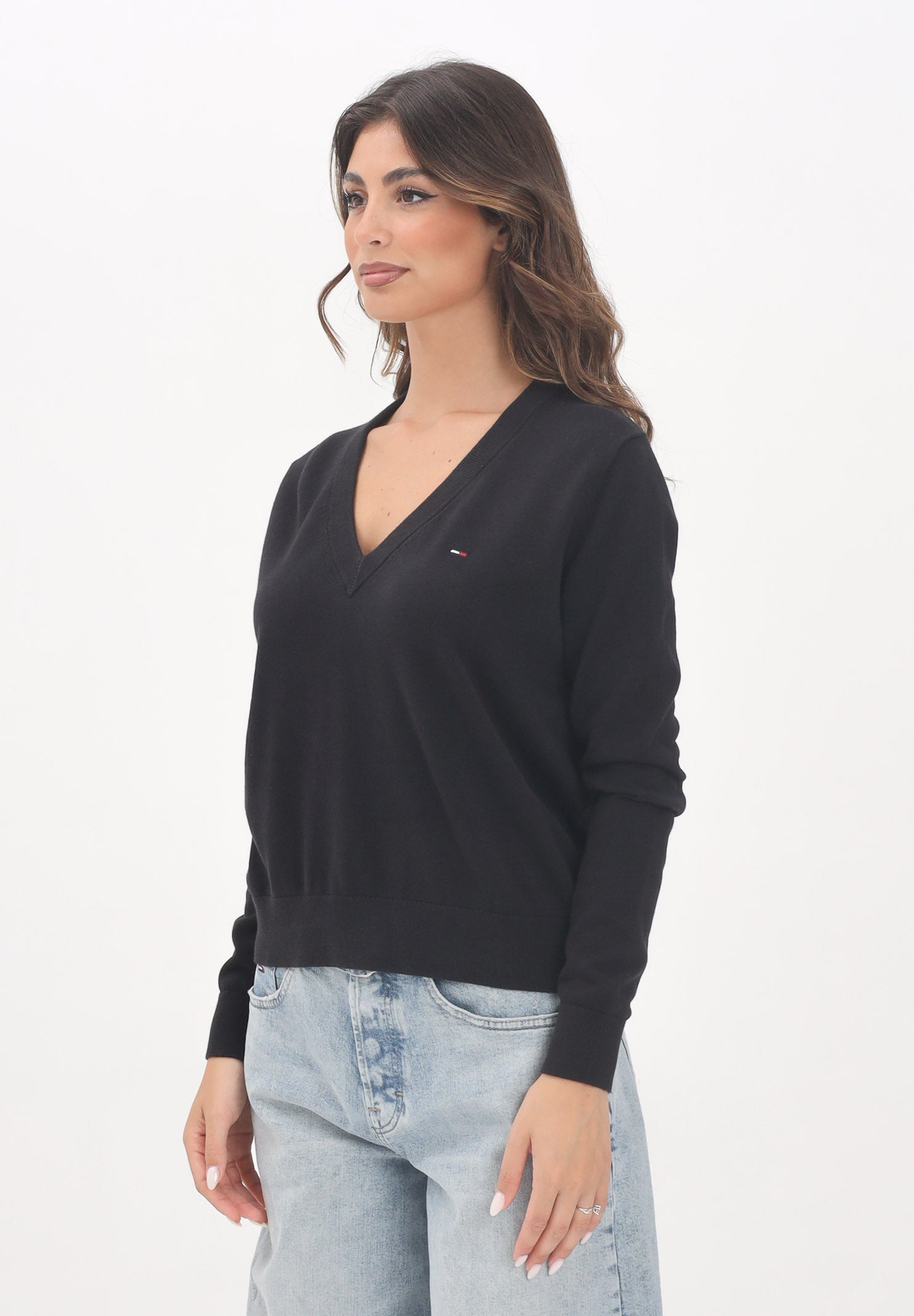 TOMMY JEANS Maglioncino nero da donna con logo DW0DW19888 BDS TOMMY JEANS