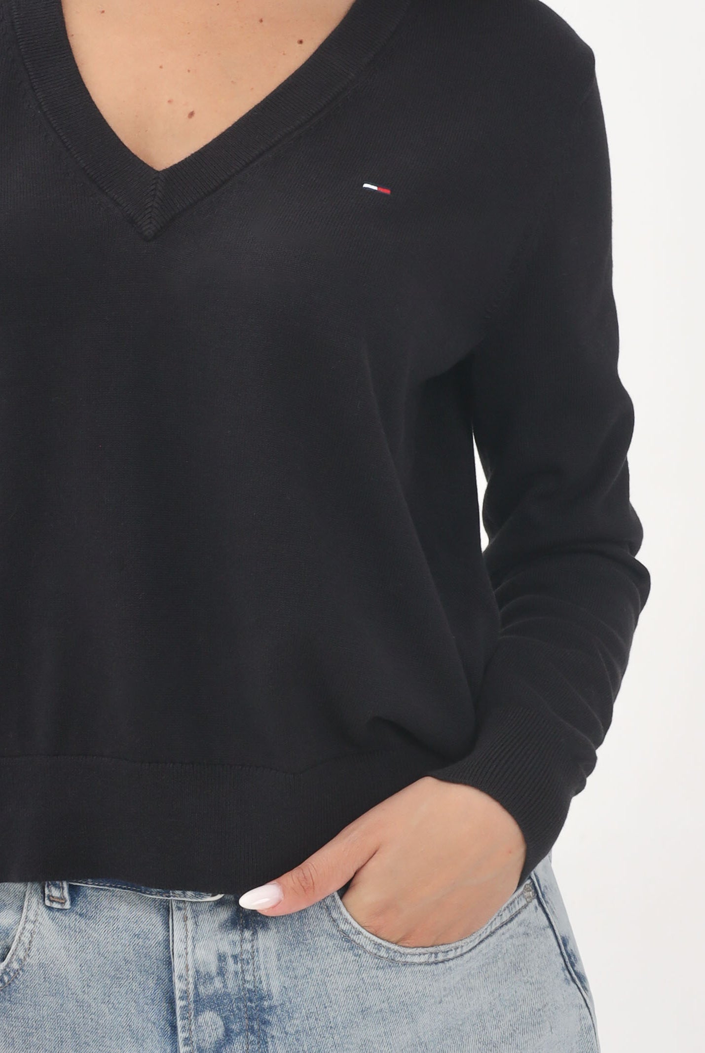 TOMMY JEANS Maglioncino nero da donna con logo DW0DW19888 BDS TOMMY JEANS