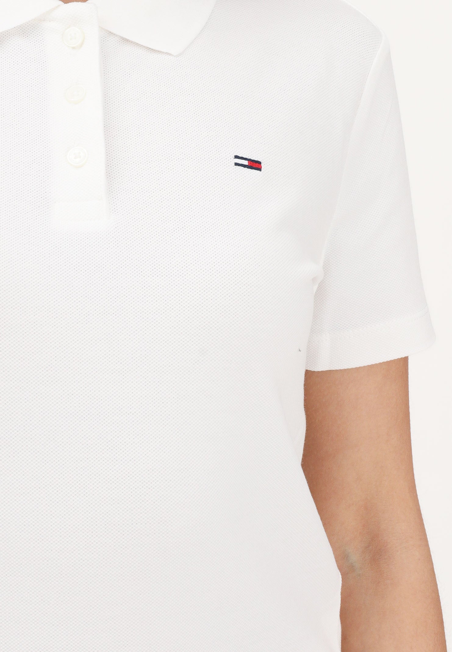 TOMMY JEANS Polo a manica corta bianca da donna con logo DW0DW20160 YBL TOMMY JEANS