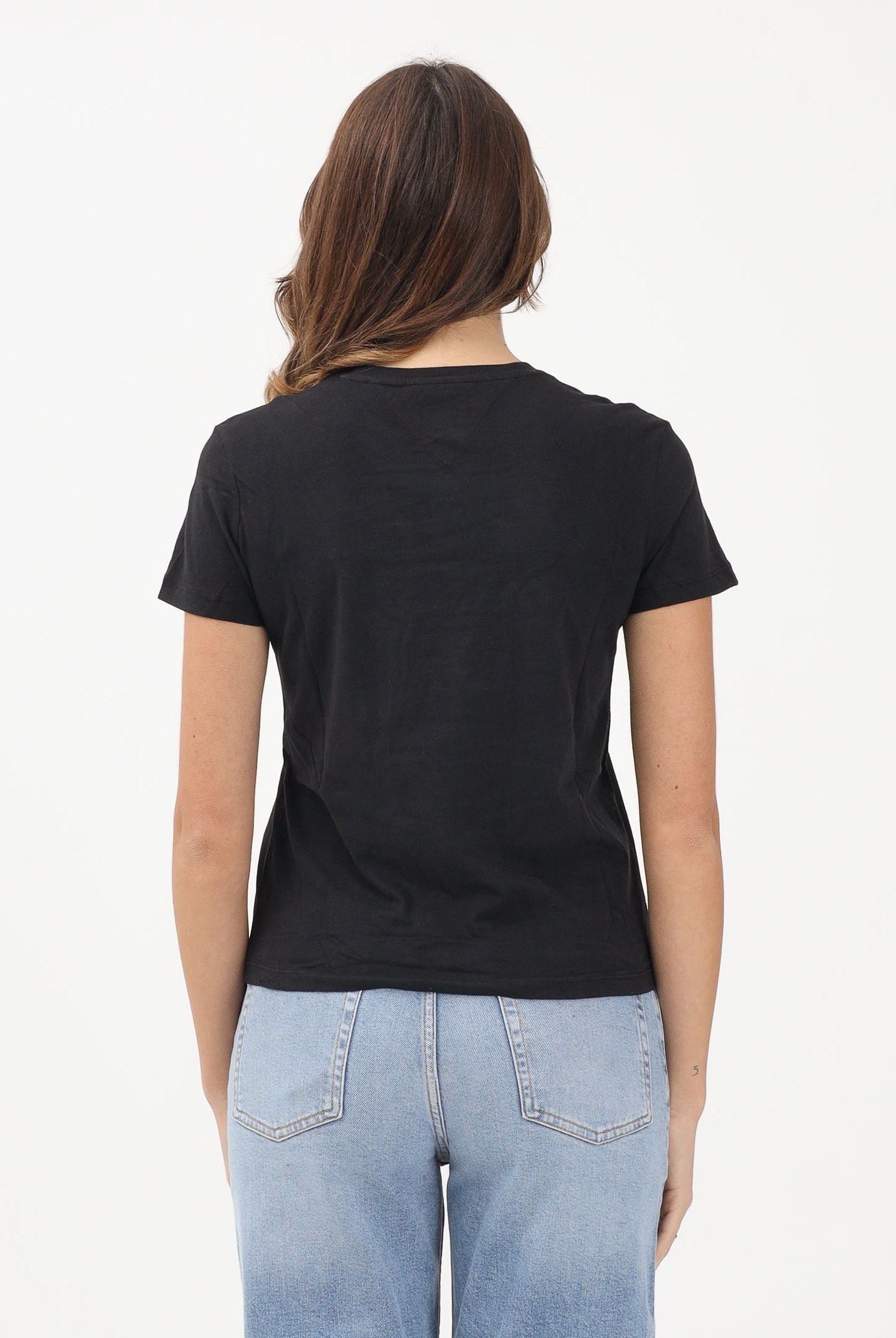 TOMMY JEANS T-shirt a manica corta nera da donna con logo DW0DW21842 BDS TOMMY JEANS