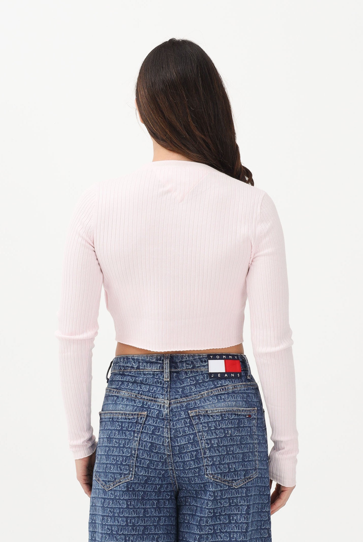 TOMMY JEANS Cardigan rosa da donna con logo DW0DW22023 TOG TOMMY JEANS