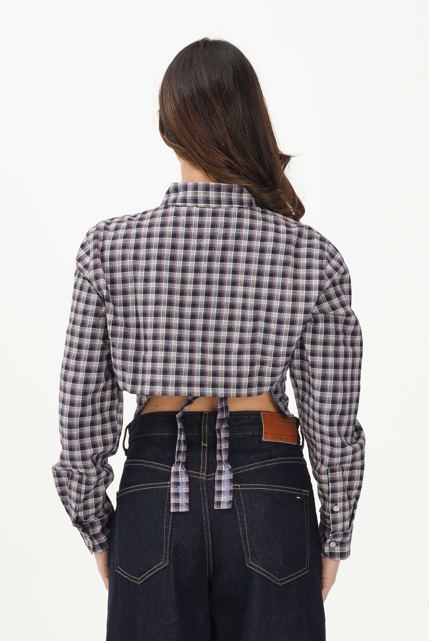 TOMMY JEANS Camicia a manica lunga blu da donna con motivo a quadri DW0DW22064 0MT TOMMY JEANS