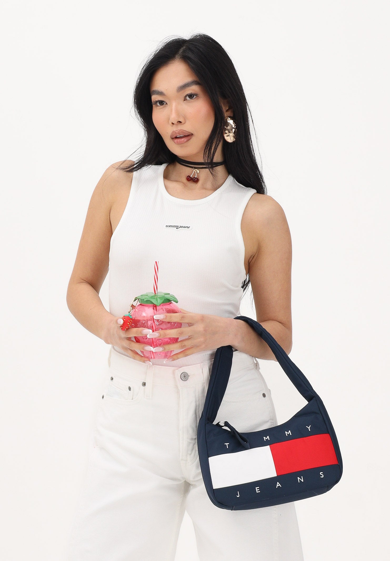 TOMMY JEANS Canotta bianca da donna con logo DW0DW22282 YBL TOMMY JEANS
