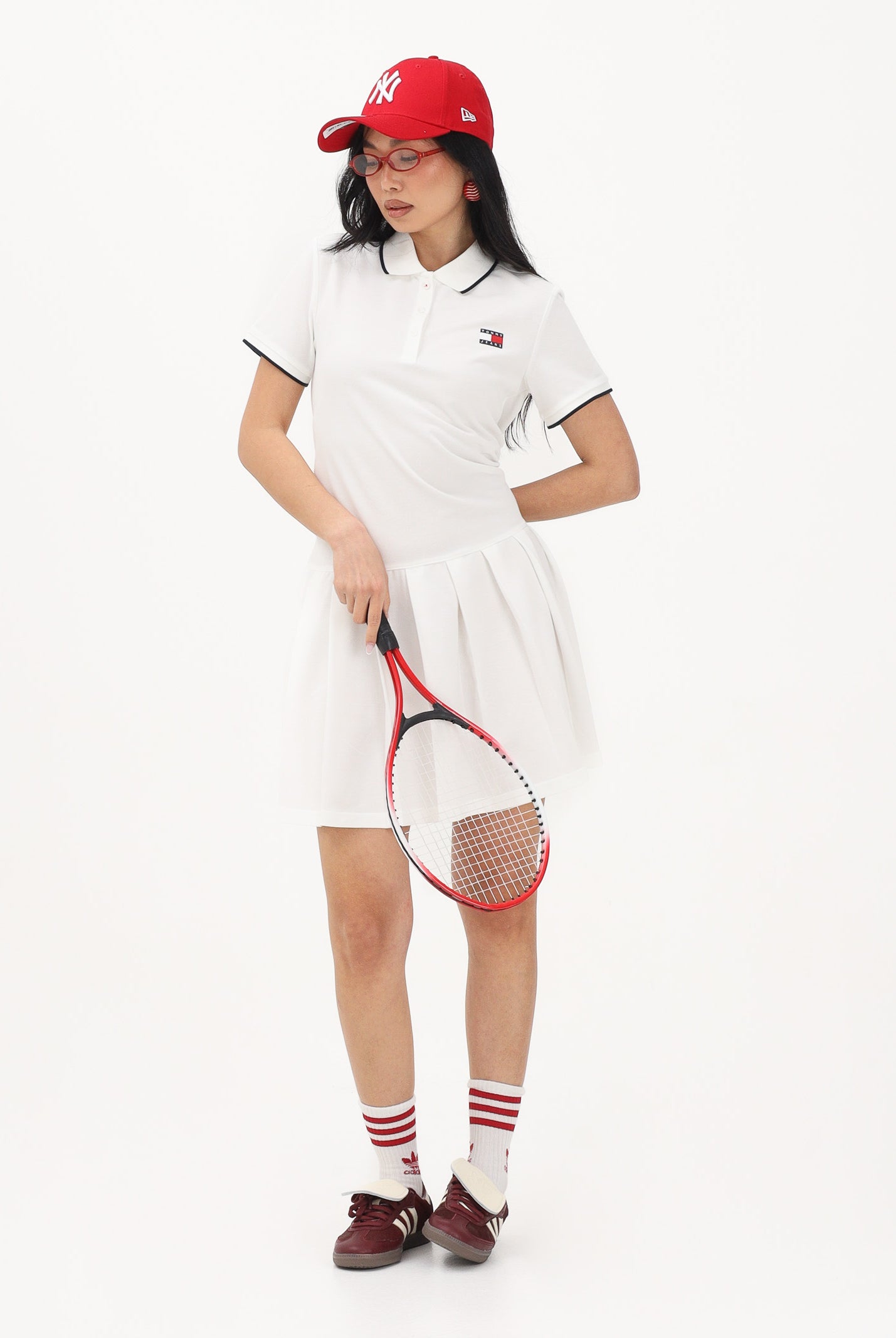 TOMMY JEANS Abito corto bianco da donna dallo stile sporty-chic DW0DW22328 YBL TOMMY JEANS