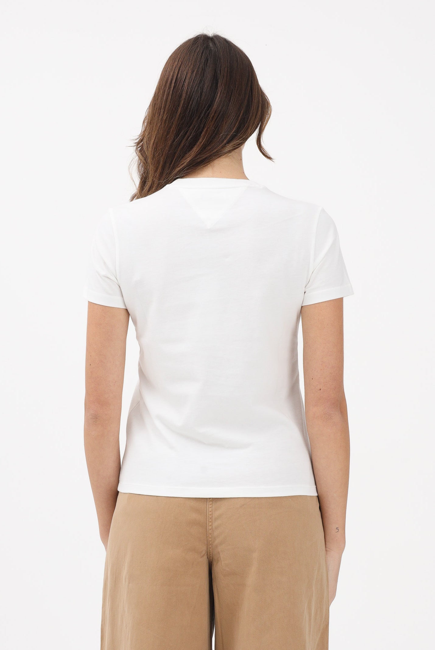 TOMMY JEANS T-shirt a manica corta panna da donna con logo DW0DW22562 YBL TOMMY JEANS