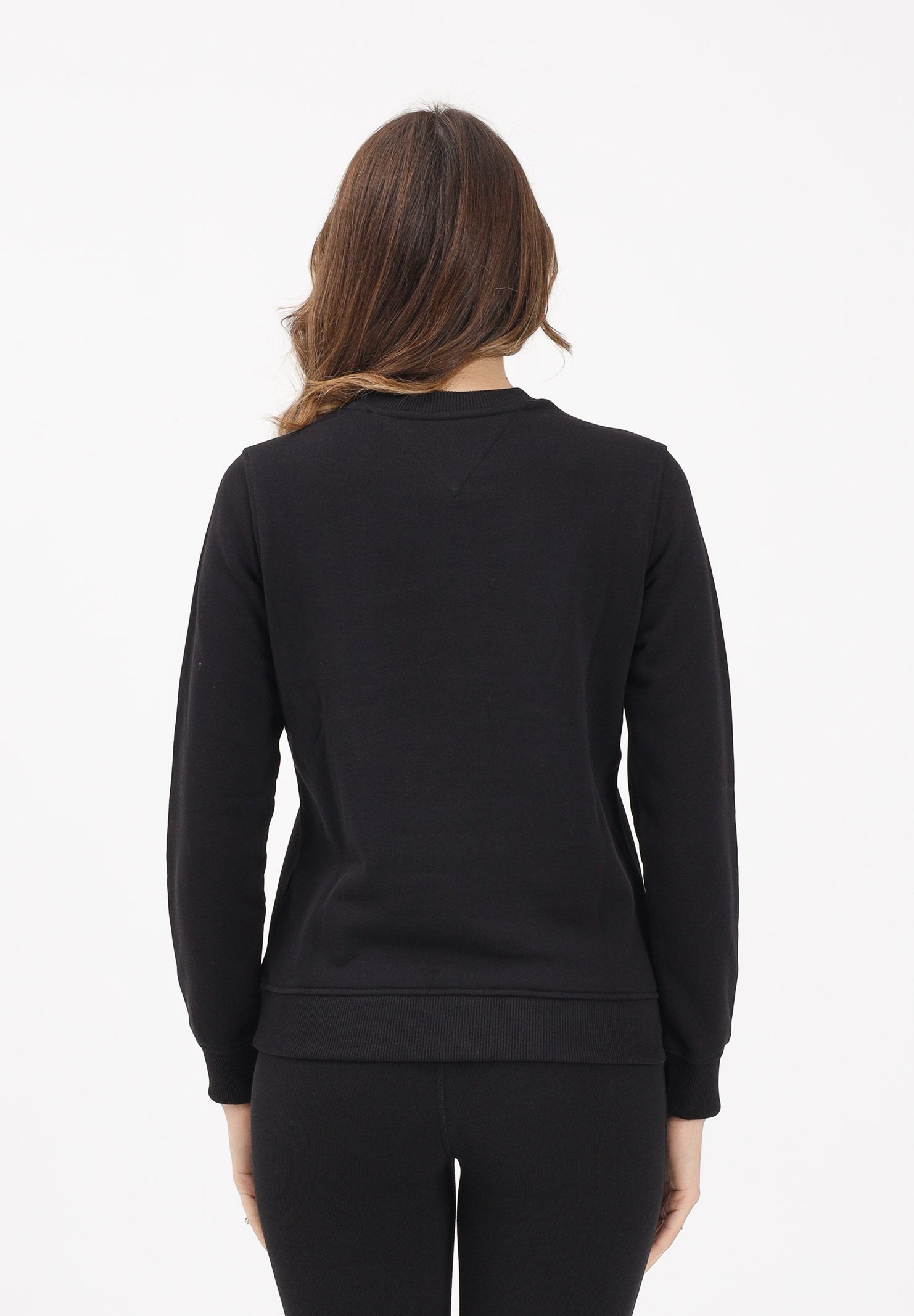 TOMMY JEANS Felpa girocollo nera da donna con stampa logo DW0DW22564 BDS TOMMY JEANS