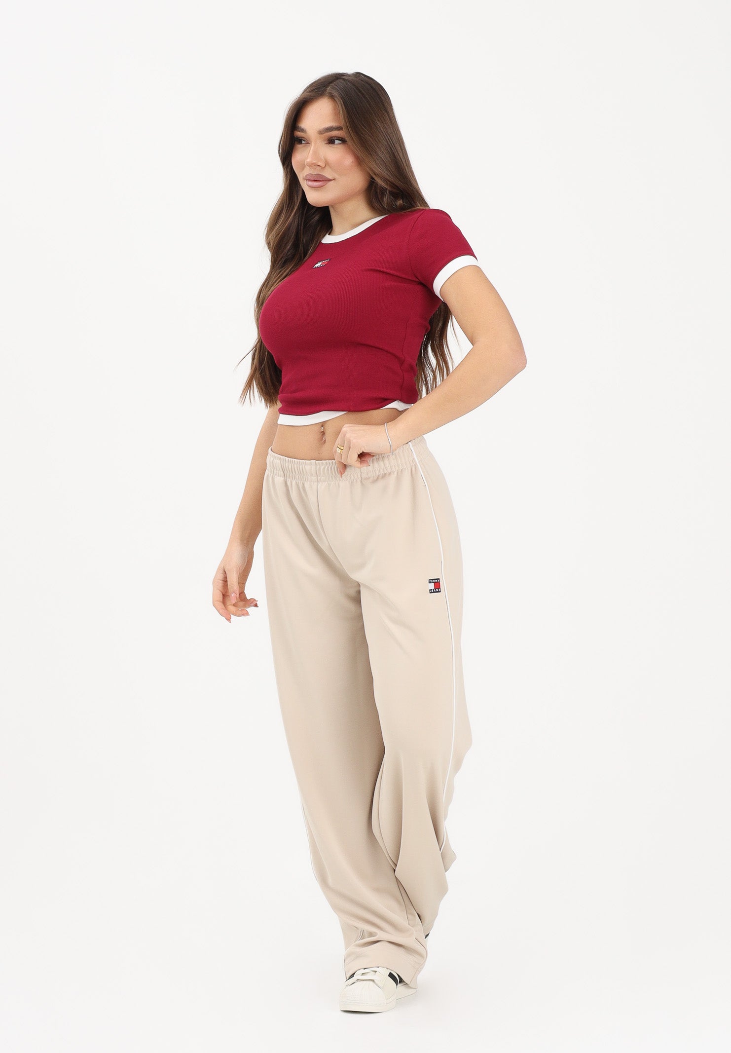 TOMMY JEANS Pantalone sportivo beige da donna con logo DW0DW22633 ABY TOMMY JEANS