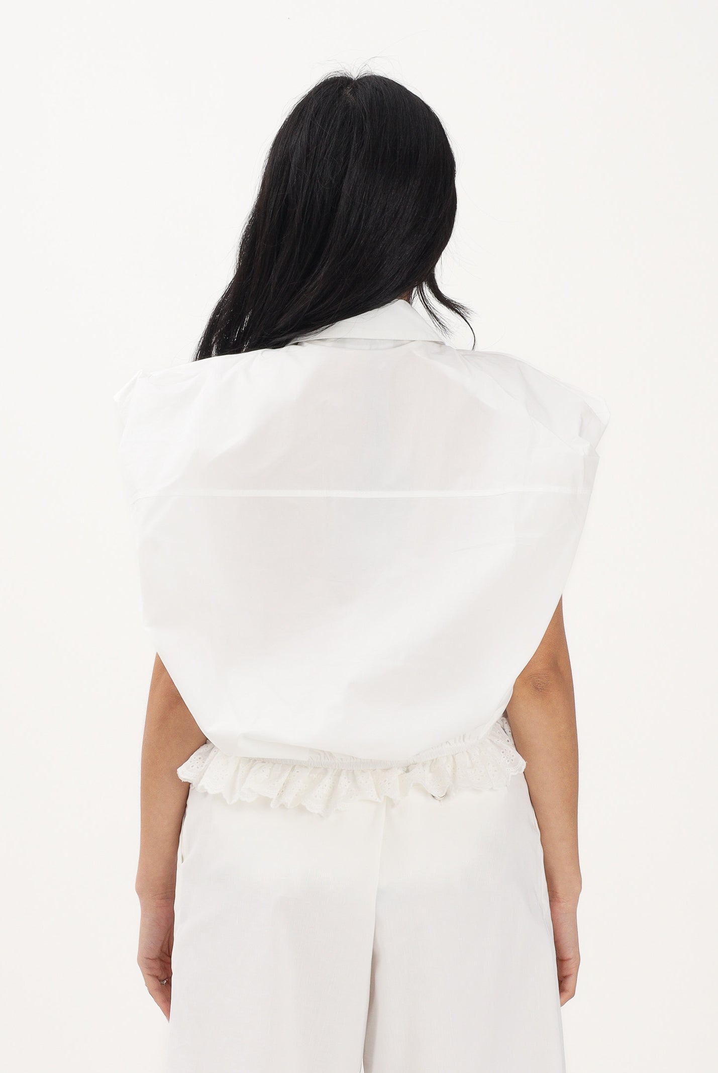 TPN Camicia smanicata bianca da donna con colletto gioiello TABER252S6 D7 TPN