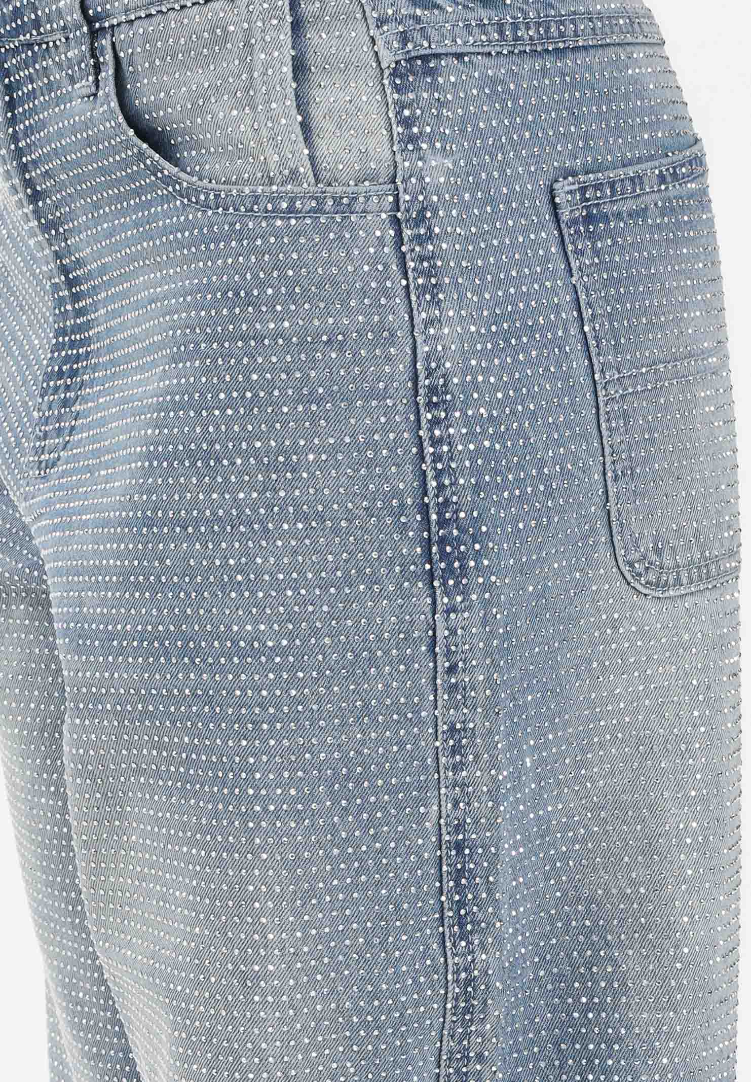 TWENTY FOURHAITCH Jeans in denim medio da donna con strass A0107DEN62P DE TWENTY FOURHAITCH