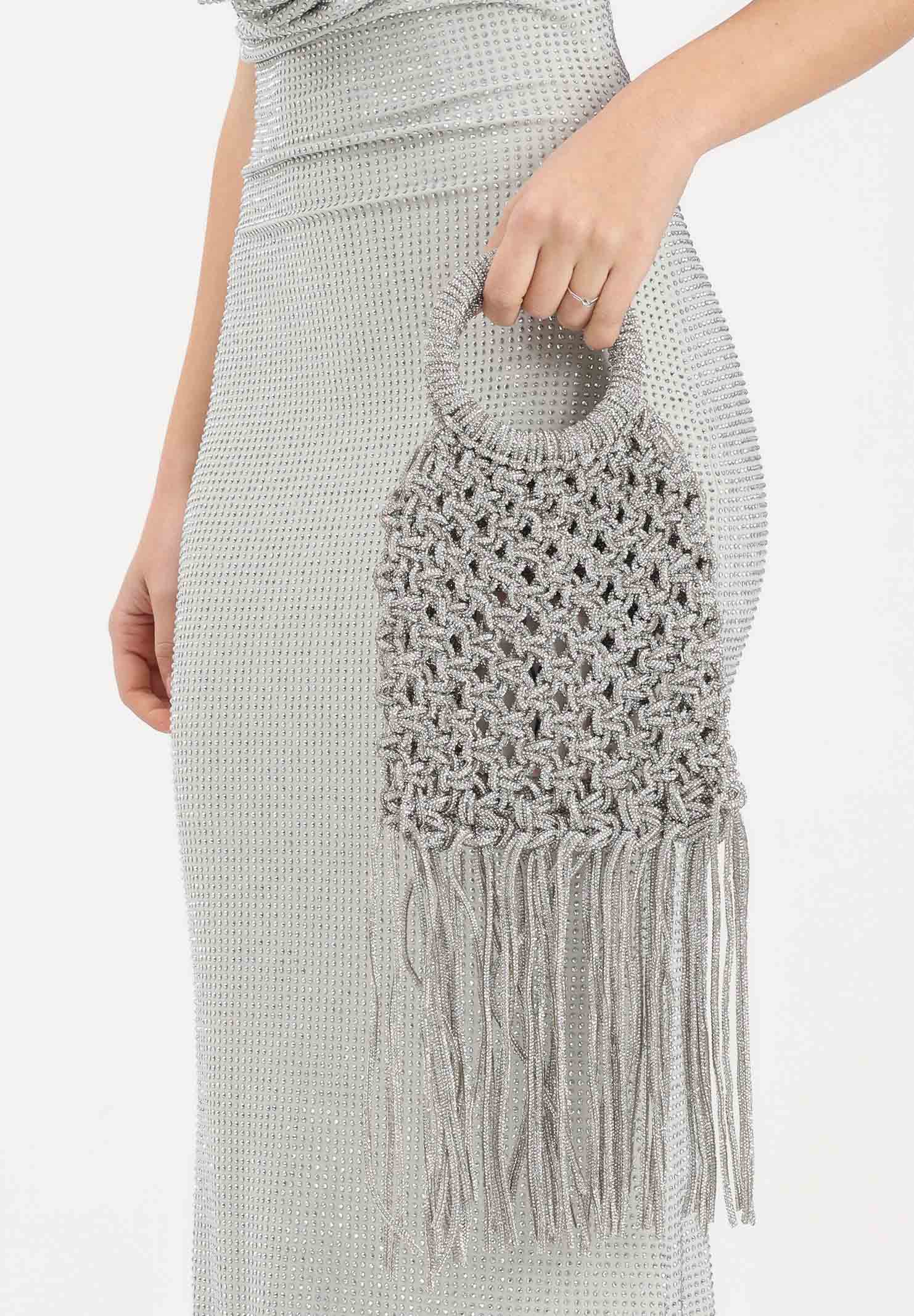 TWENTY FOURHAITCH Borsa a mano argento da donna realizzata con una lavorazione intrecciata in micro strass BAG0004562P ARG TWENTY FOURHAITCH