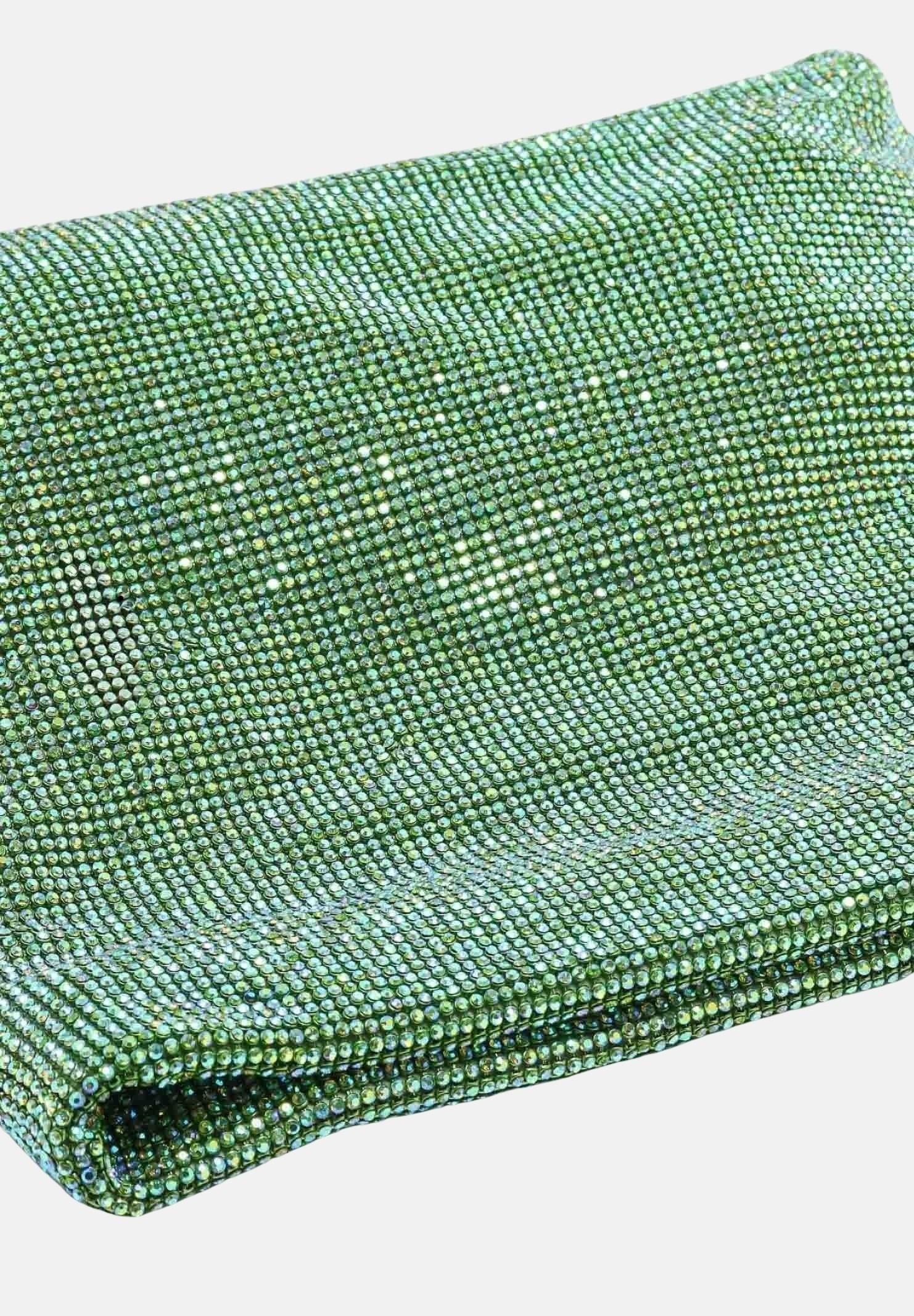 TWENTY FOURHAITCH Pochette verde da donna interamente rivestita da micro strass BAG0005362P VER TWENTY FOURHAITCH