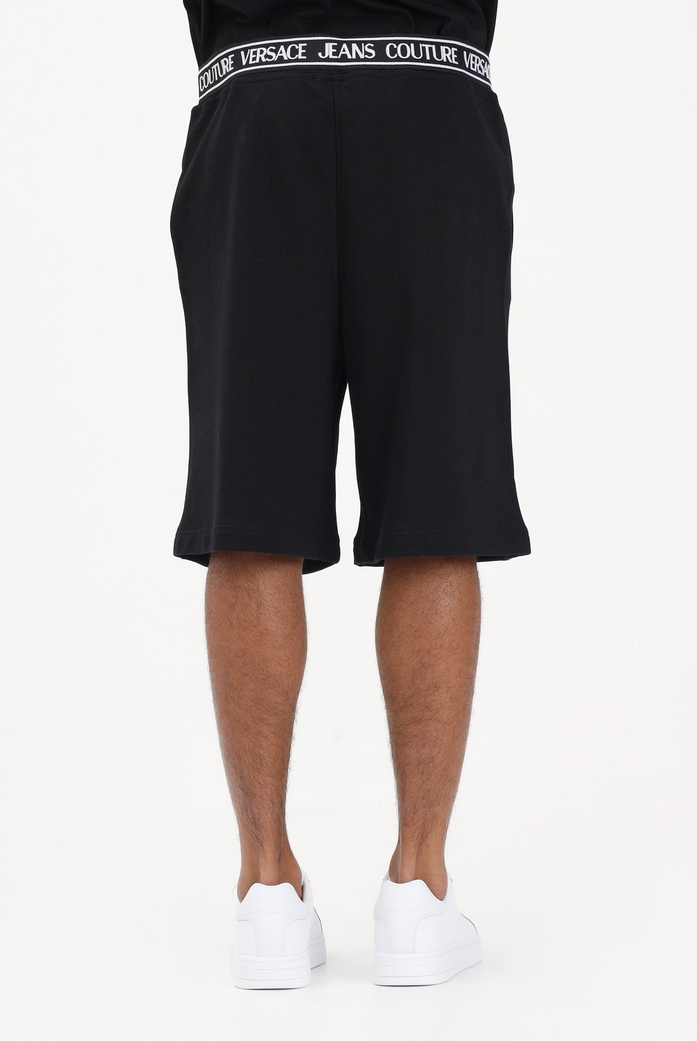 VERSACE JEANS COUTURE Shorts sportivo nero da uomo con girovita logato 80GADT16CF01T 899 VERSACE JEANS COUTURE