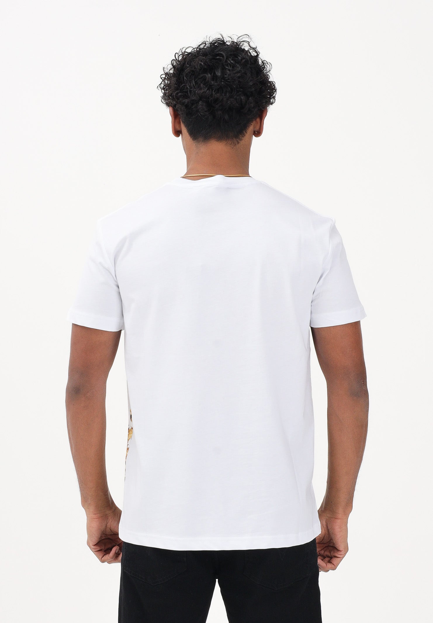 VERSACE JEANS COUTURE T-shirt a manica corta bianca da uomo con stampa Wave Couture 80GAH6SBJS541 GL2 VERSACE JEANS COUTURE