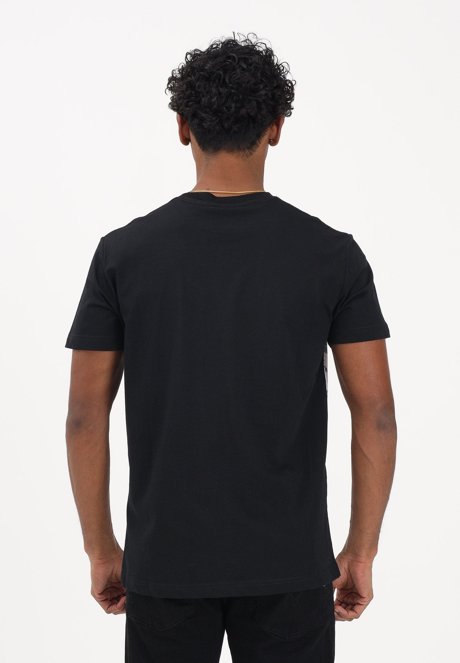 VERSACE JEANS COUTURE T-shirt a manica corta nera da uomo con stampa Wave Couture 80GAH6SBJS541 V22 VERSACE JEANS COUTURE