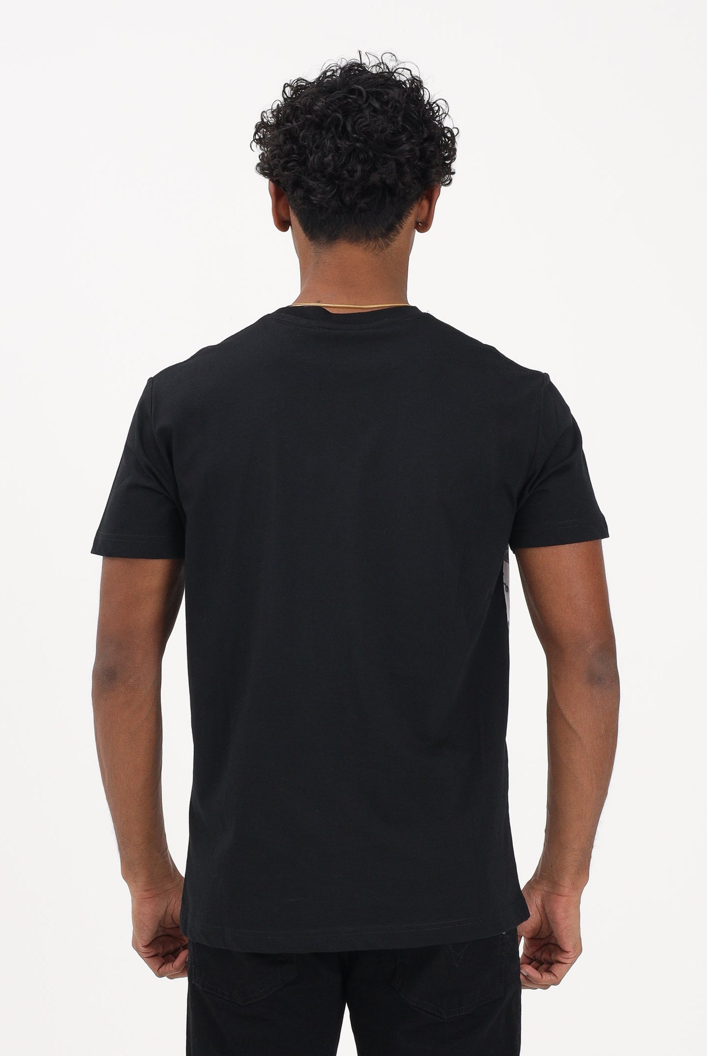 VERSACE JEANS COUTURE T-shirt a manica corta nera da uomo con stampa Wave Couture 80GAH6SBJS541 V22 VERSACE JEANS COUTURE