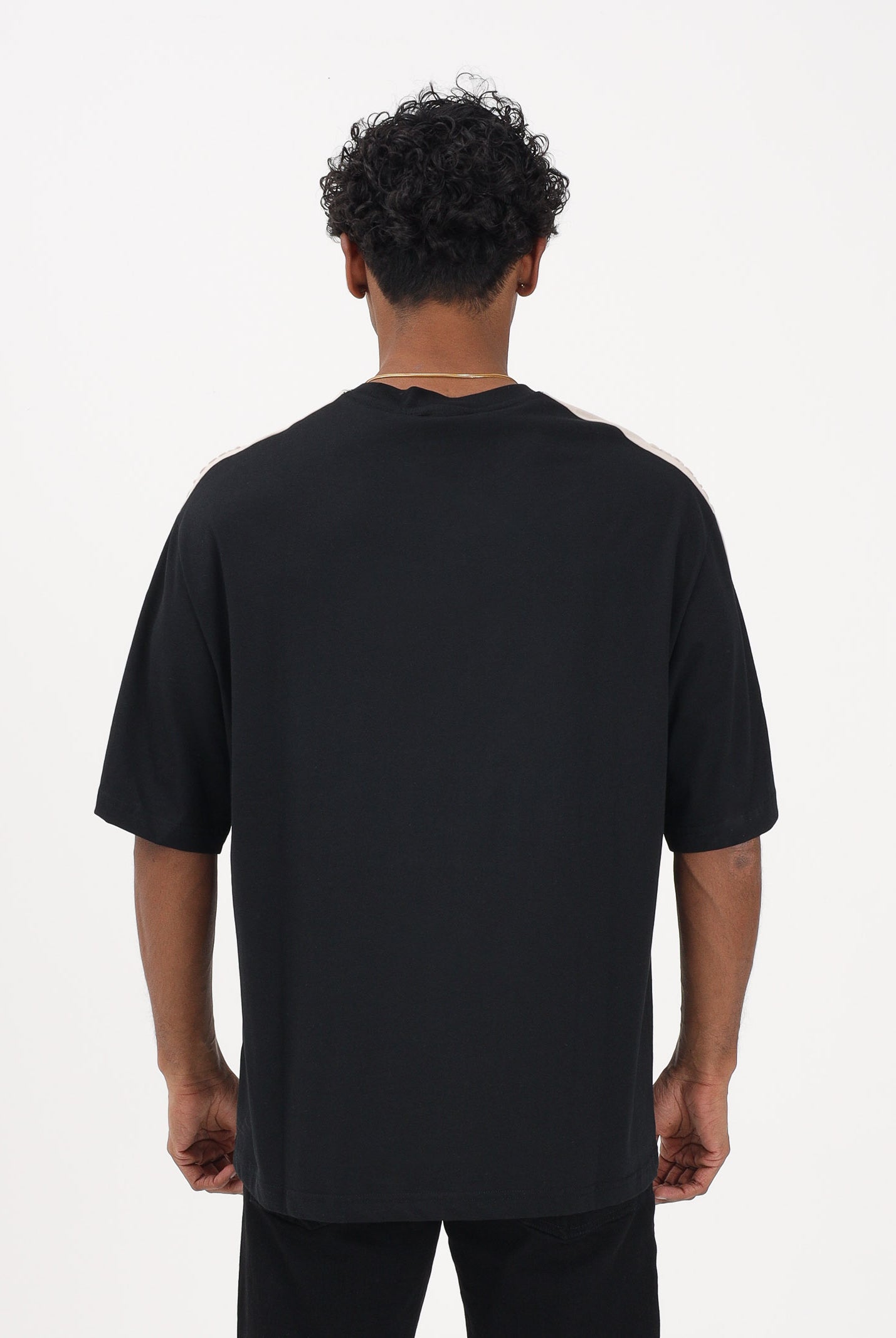 VERSACE JEANS COUTURE T-shirt a manica corta nera da uomo con inserto a contrasto 80GAHE08CJ00E 899 VERSACE JEANS COUTURE