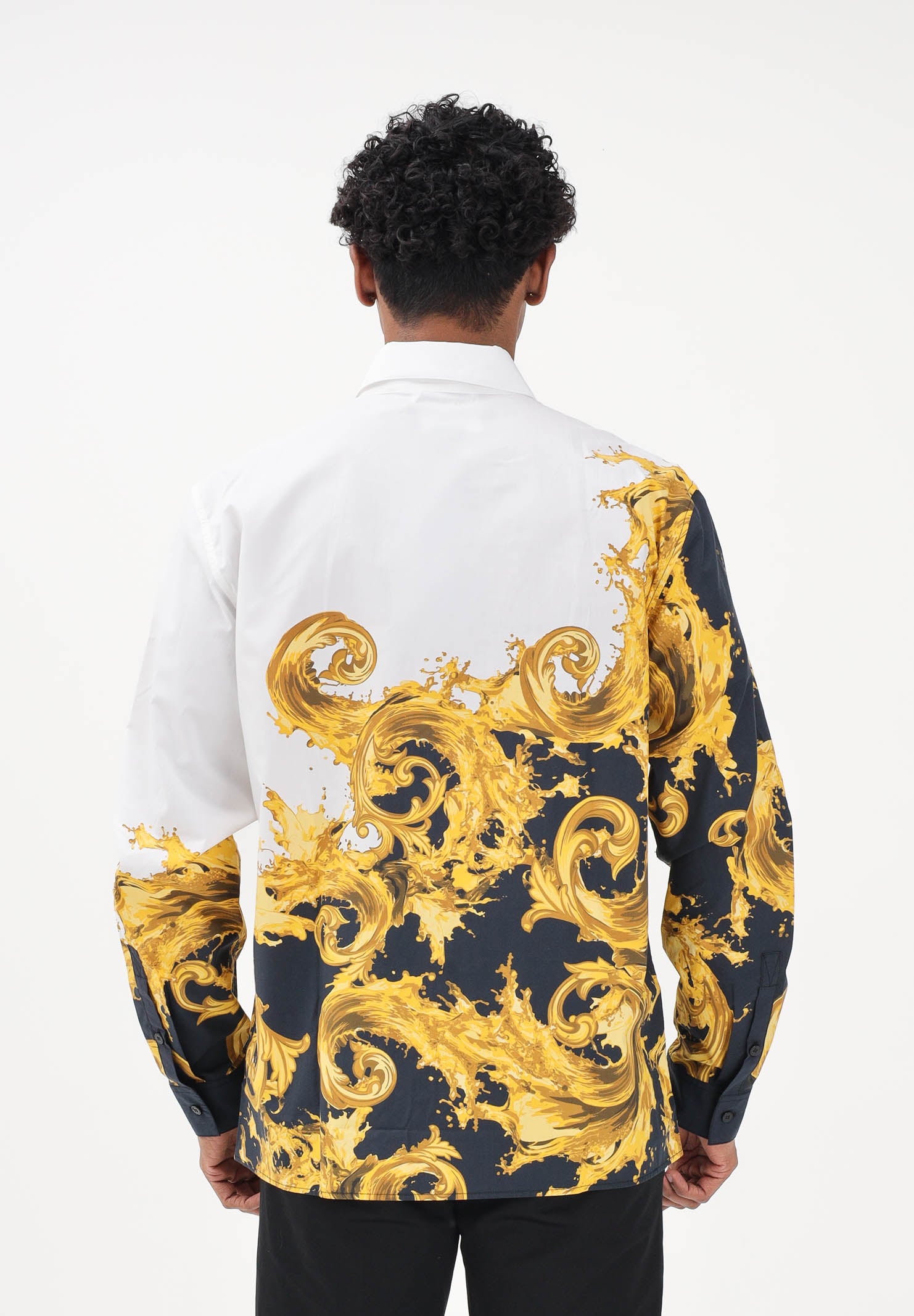 VERSACE JEANS COUTURE Camicia a manica lunga bianca da uomo con stampa Wave Couture 80GAL2RBNS784 GL2 VERSACE JEANS COUTURE