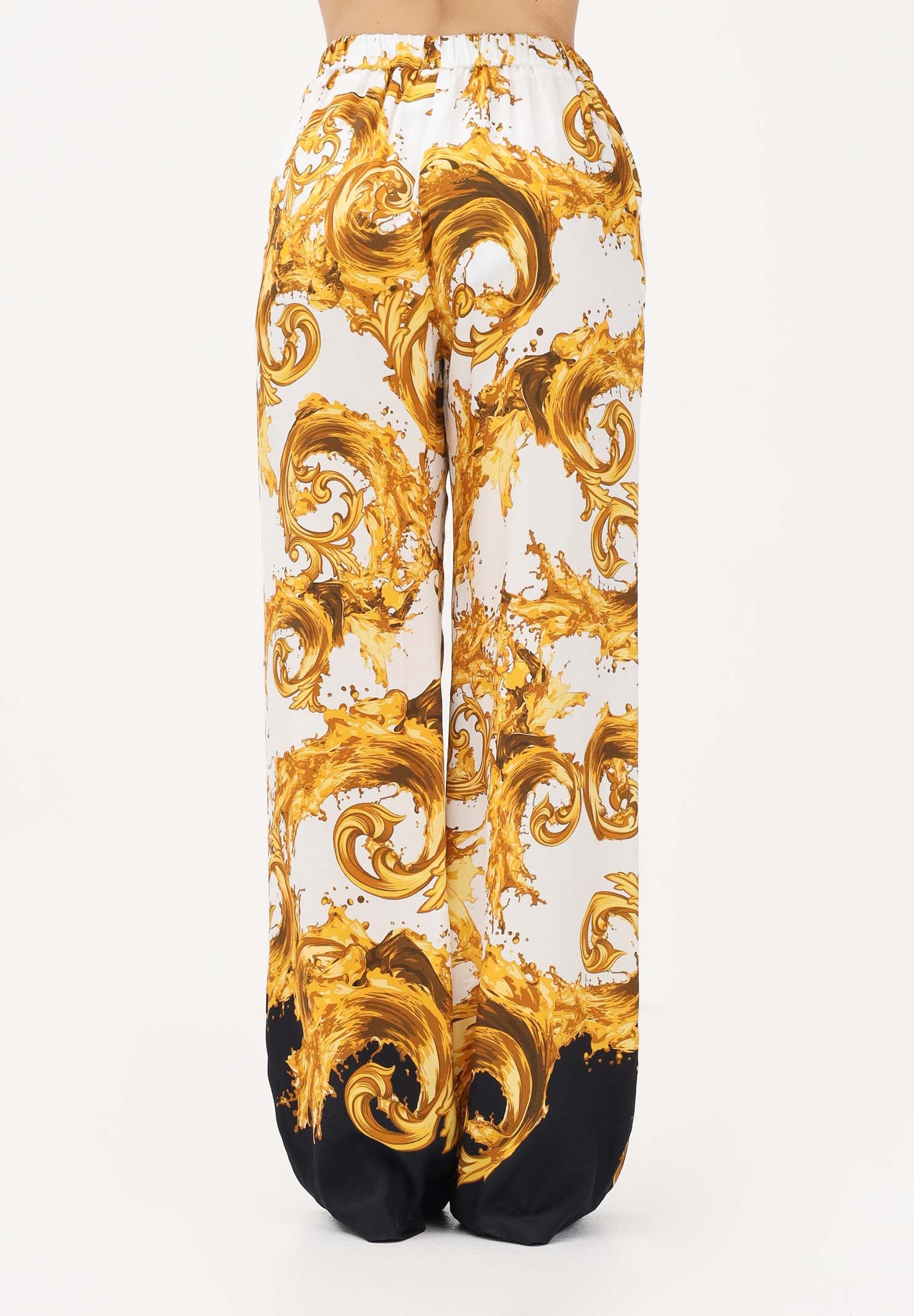 VERSACE JEANS COUTURE Pantalone bianco e nero da donna con stampa Wave Couture 80HAA1P2NS833 GL1 VERSACE JEANS COUTURE