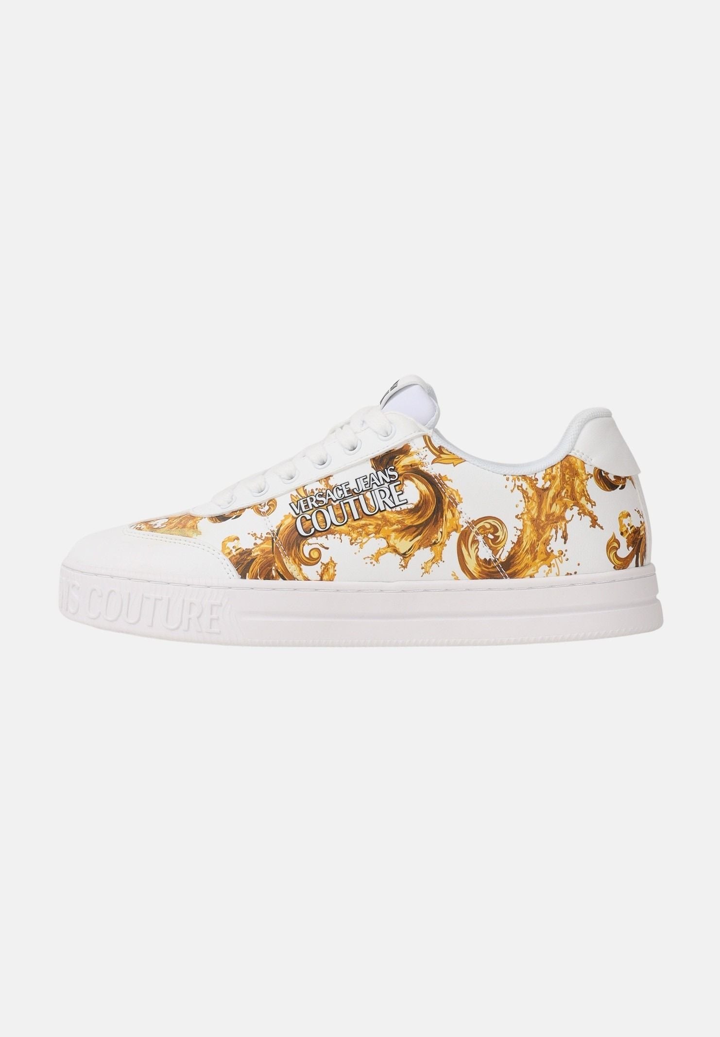VERSACE JEANS COUTURE Sneakers bianche da uomo con fantasia barocca e logo 80YA3SK6ZSE04 G03 VERSACE JEANS COUTURE