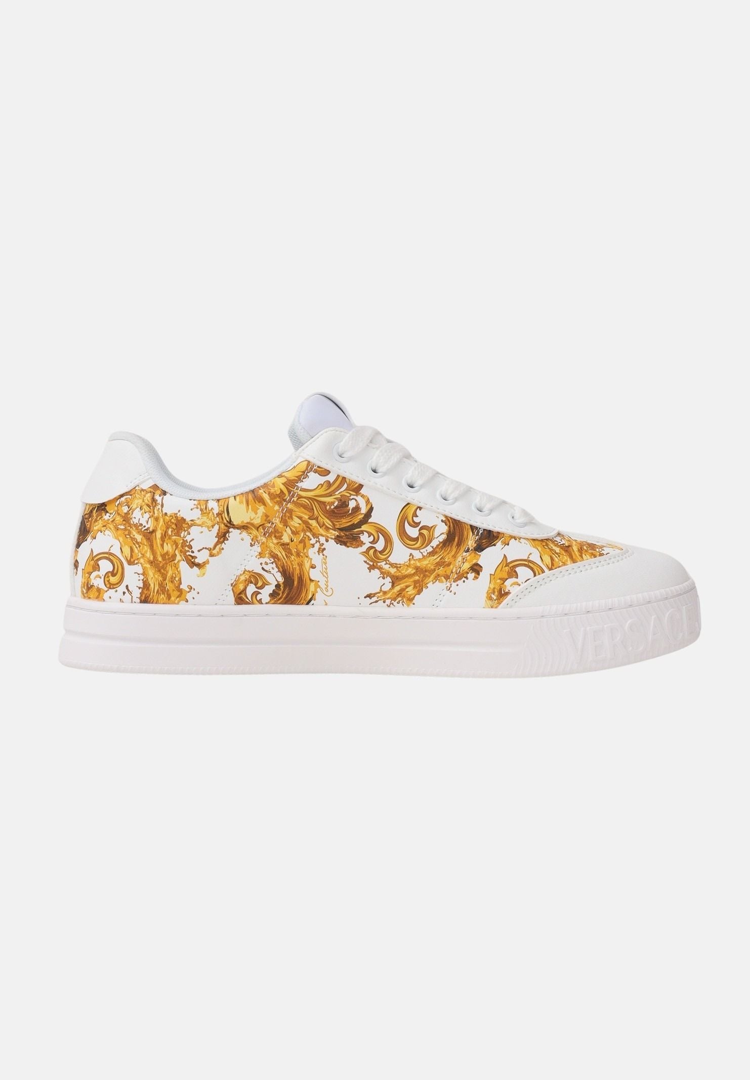 VERSACE JEANS COUTURE Sneakers bianche da uomo con fantasia barocca e logo 80YA3SK6ZSE04 G03 VERSACE JEANS COUTURE