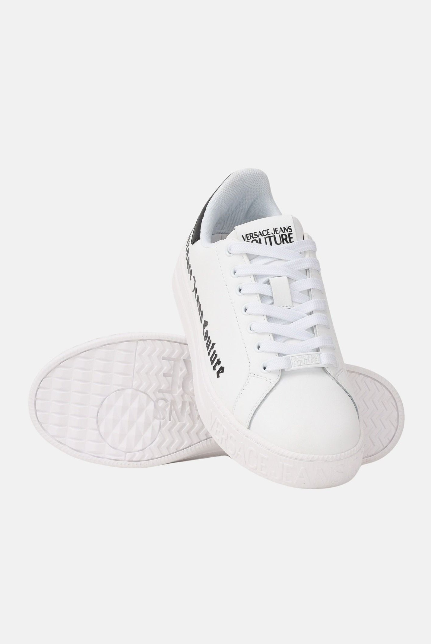 VERSACE JEANS COUTURE Sneakers bianche e nere da uomo con logo 80YA3SKCZPB83 003 VERSACE JEANS COUTURE