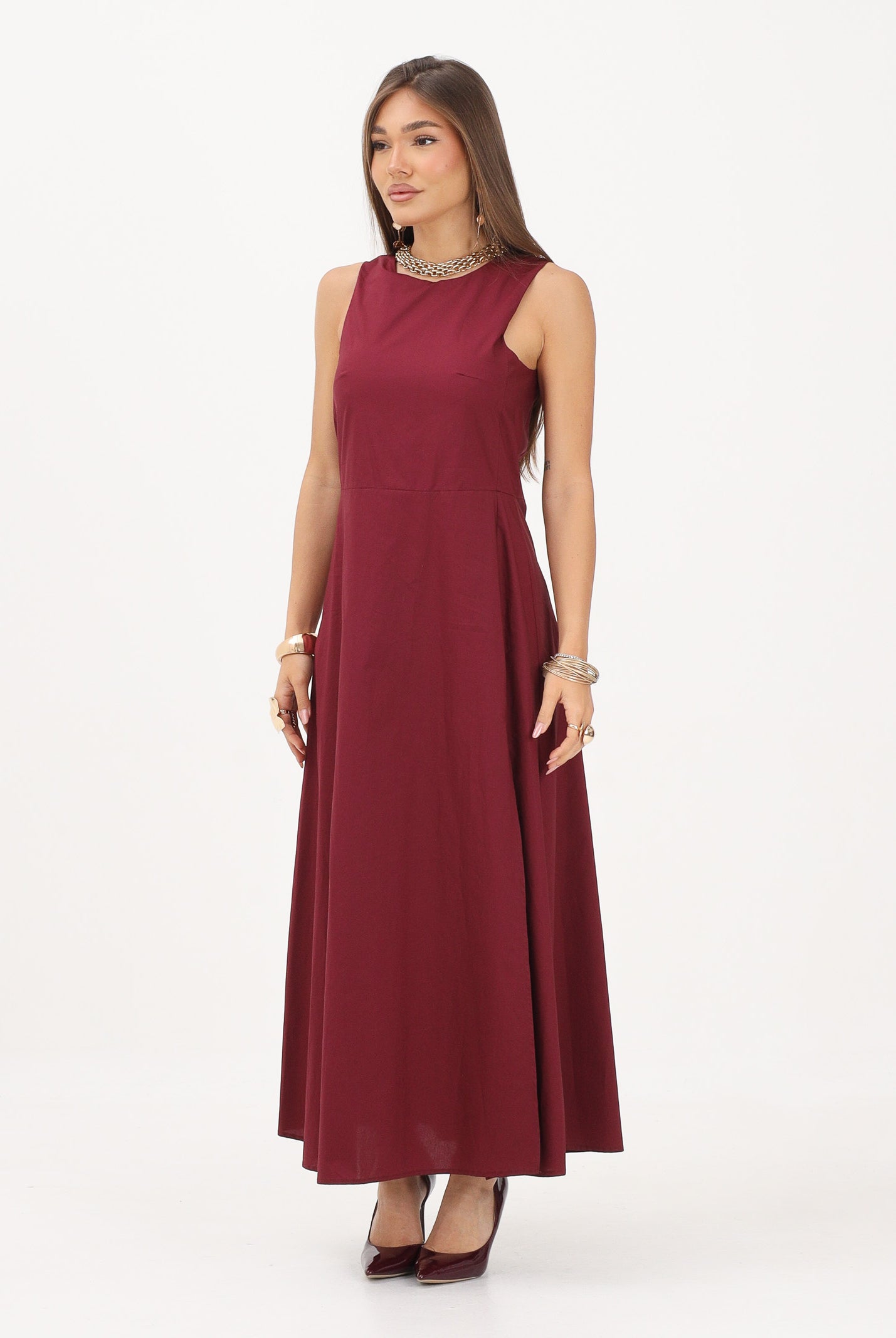VICOLO abito lungo elegante bordeaux donna. AB1814 BO VICOLO