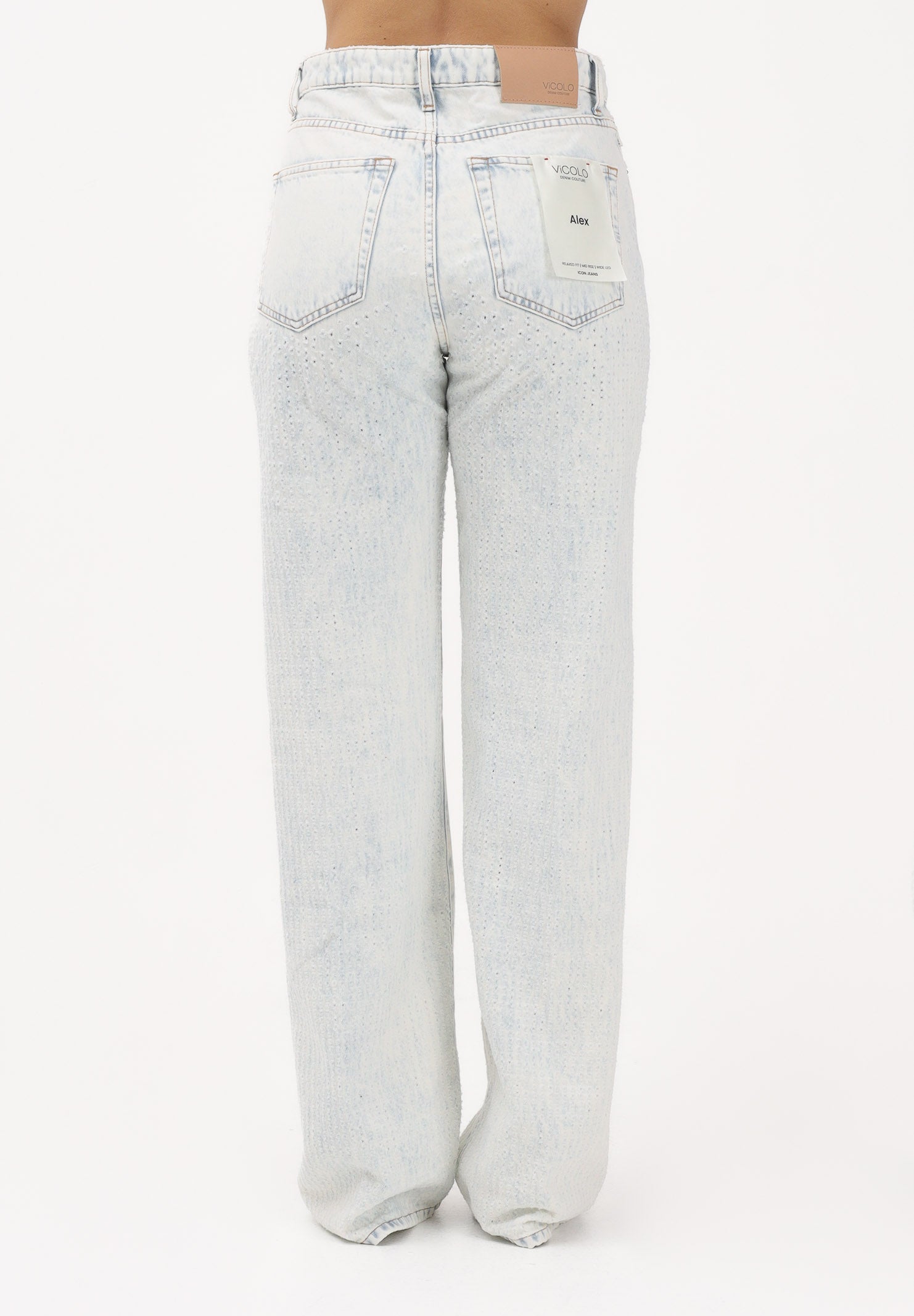 VICOLO Jeans Alex in denim chiaro da donna con lavorazione micro-traforata DAB5098 DECH VICOLO