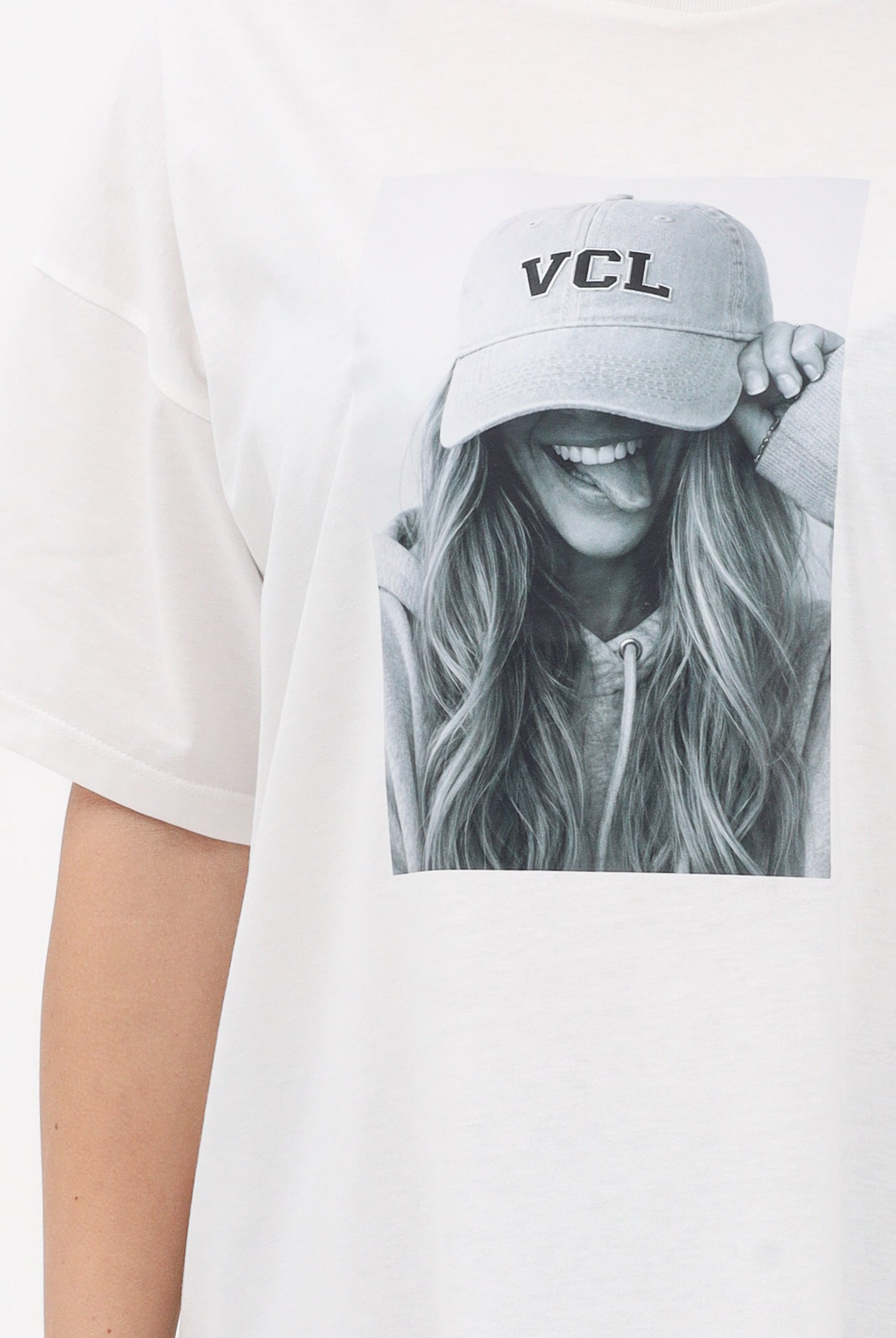 VICOLO T-shirt a manica corta bianca da donna con stampa RAB0495 02 VICOLO
