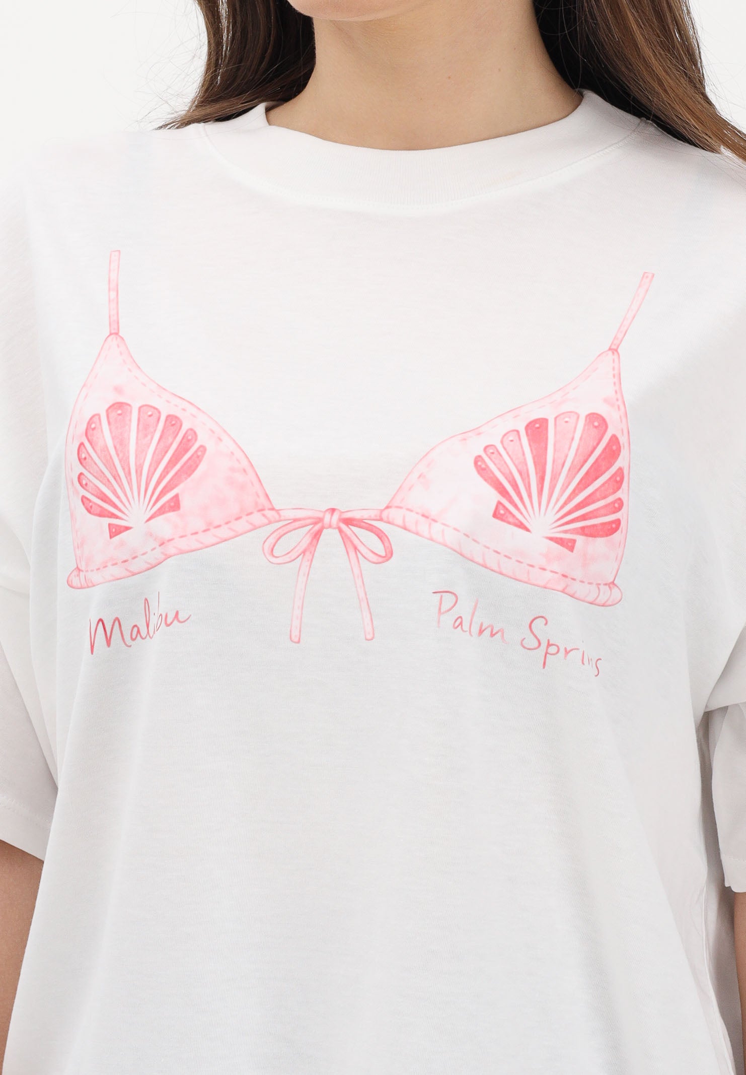 VICOLO T-shirt a manica corta bianca da donna con stampa RAB0534 02 VICOLO
