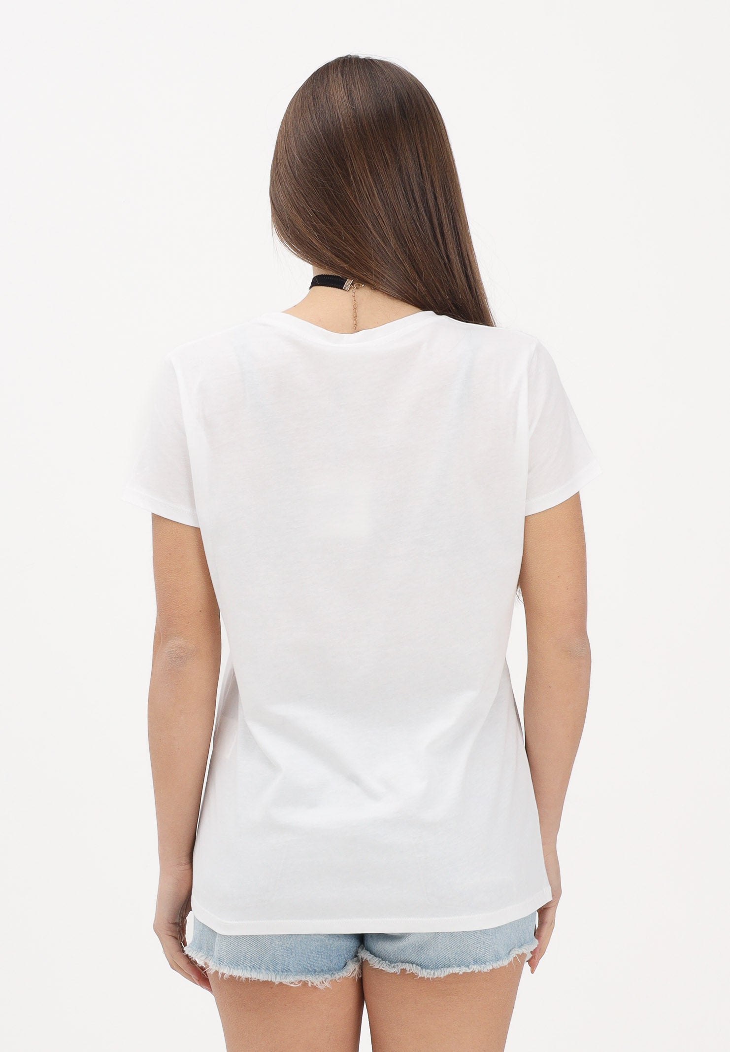 VICOLO T-shirt a manica corta bianca da donna con ricamo "Parzialmente sclerata" RAB0551 02 VICOLO