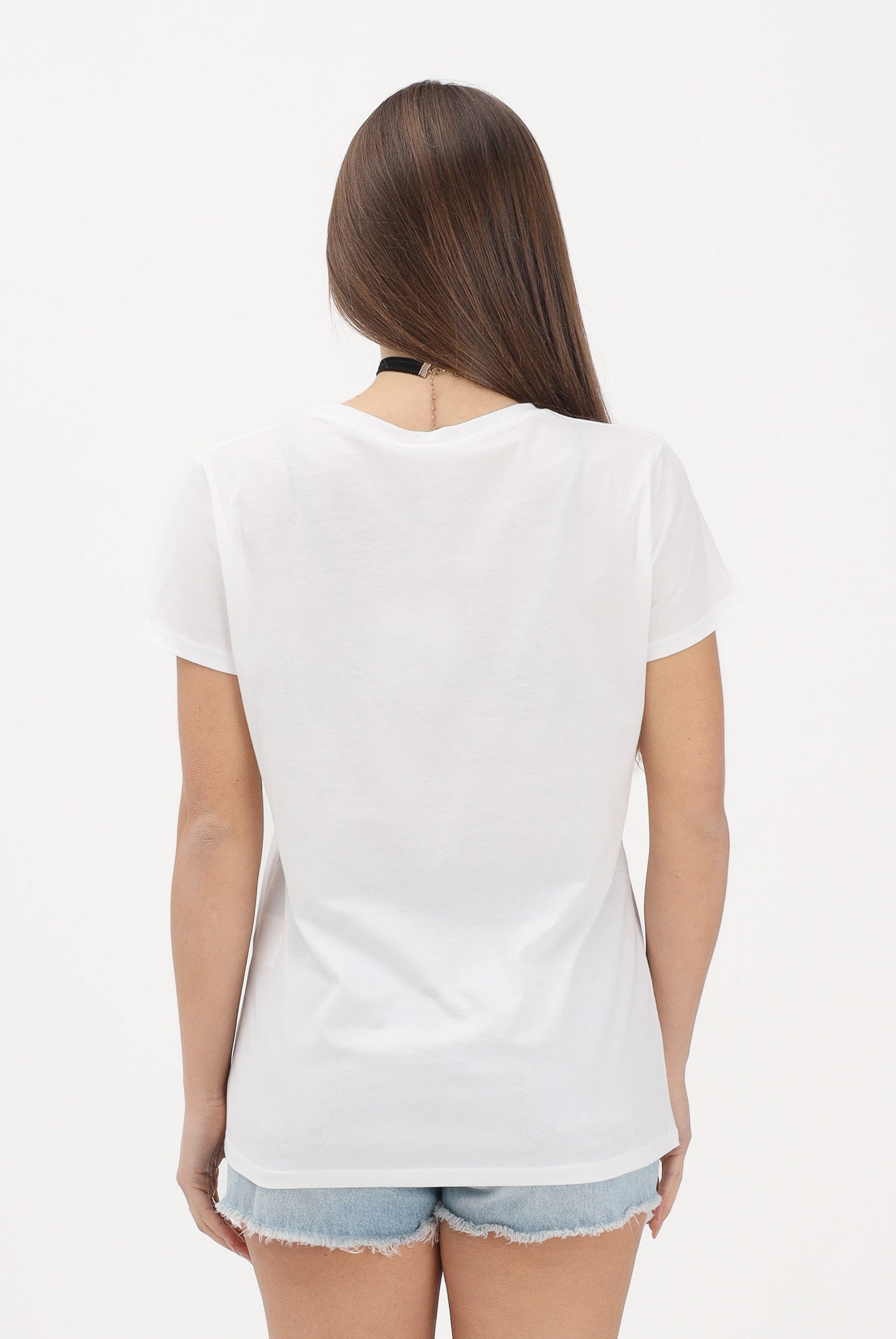 VICOLO T-shirt a manica corta bianca da donna con stampa "sopravvivo mood" RAB0712 02 VICOLO