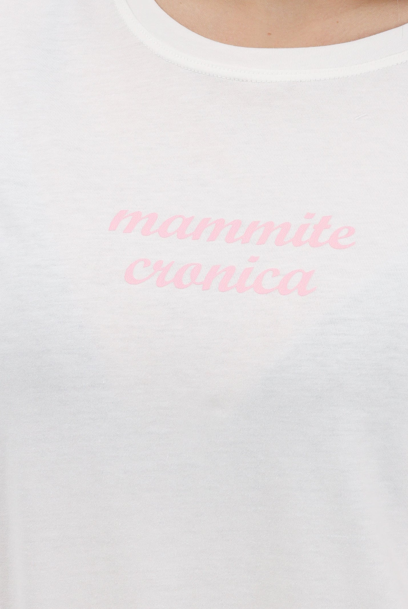 VICOLO T-shirt a manica corta bianca da donna con stampa "Mammite cronica" RAB0717 02 VICOLO