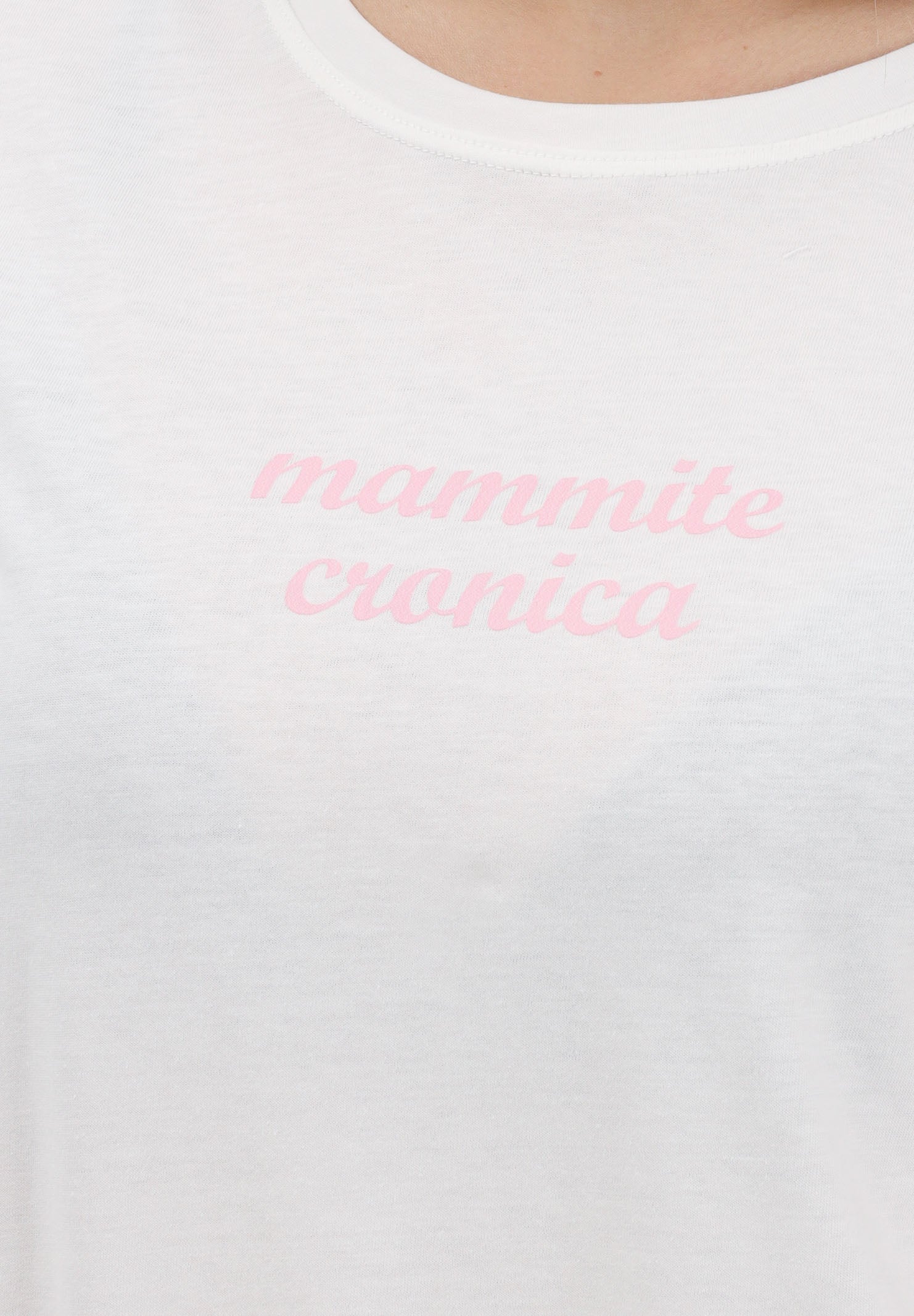 VICOLO T-shirt a manica corta bianca da donna con stampa "Mammite cronica" RAB0717 02 VICOLO