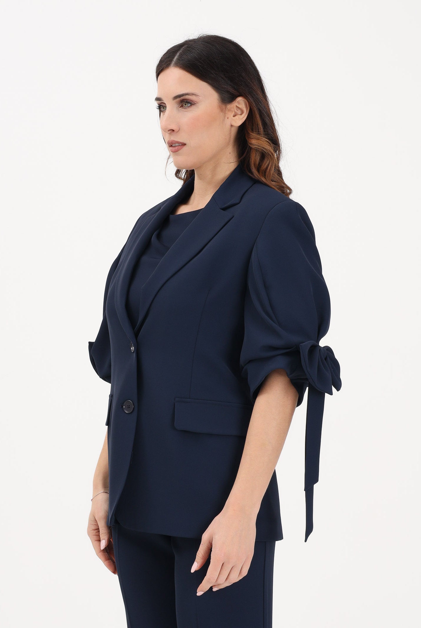 VICOLO Giacca monopetto blu da donna con fiocchi TAB0244 A89 VICOLO