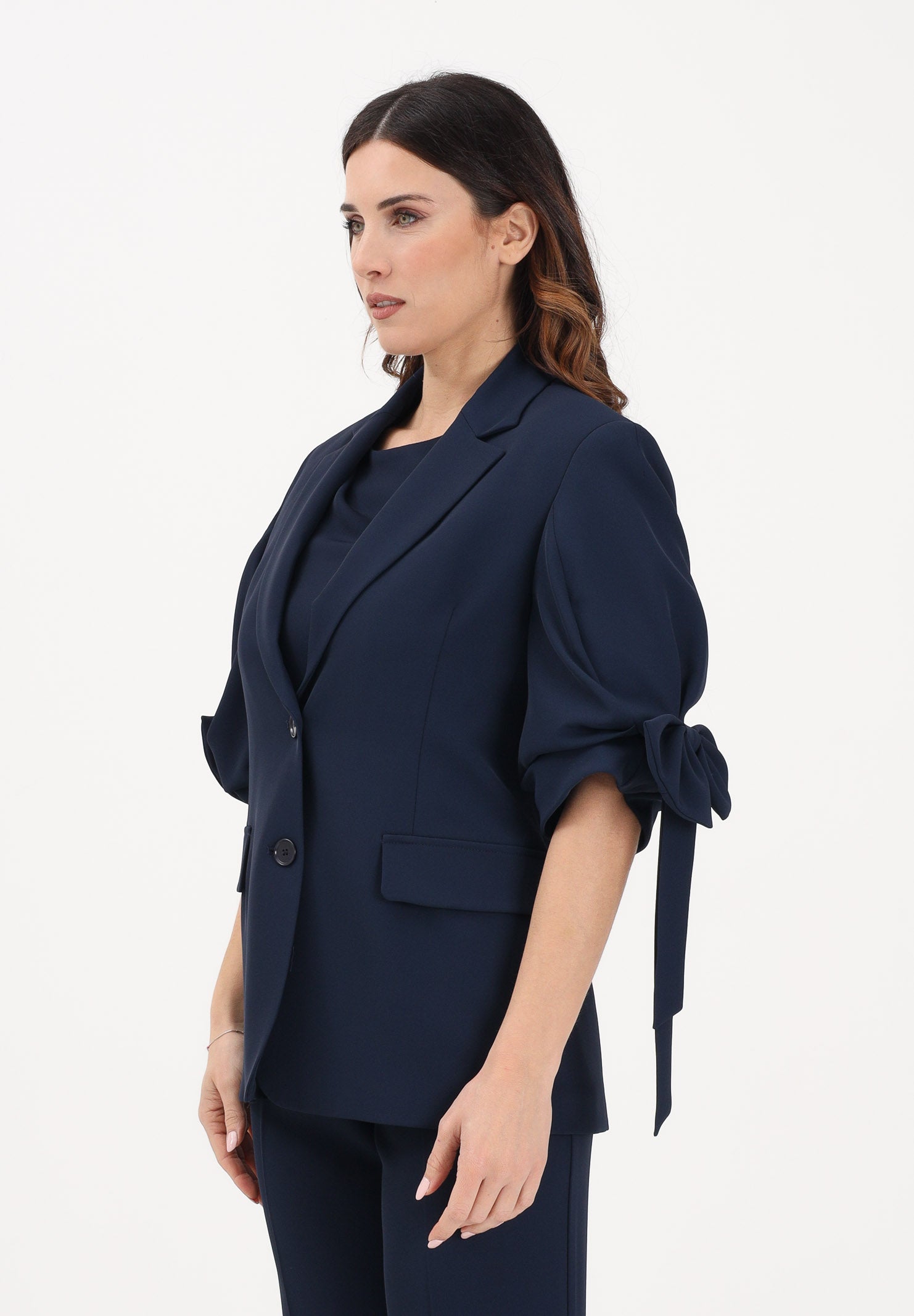 VICOLO Giacca monopetto blu da donna con fiocchi TAB0244 A89 VICOLO
