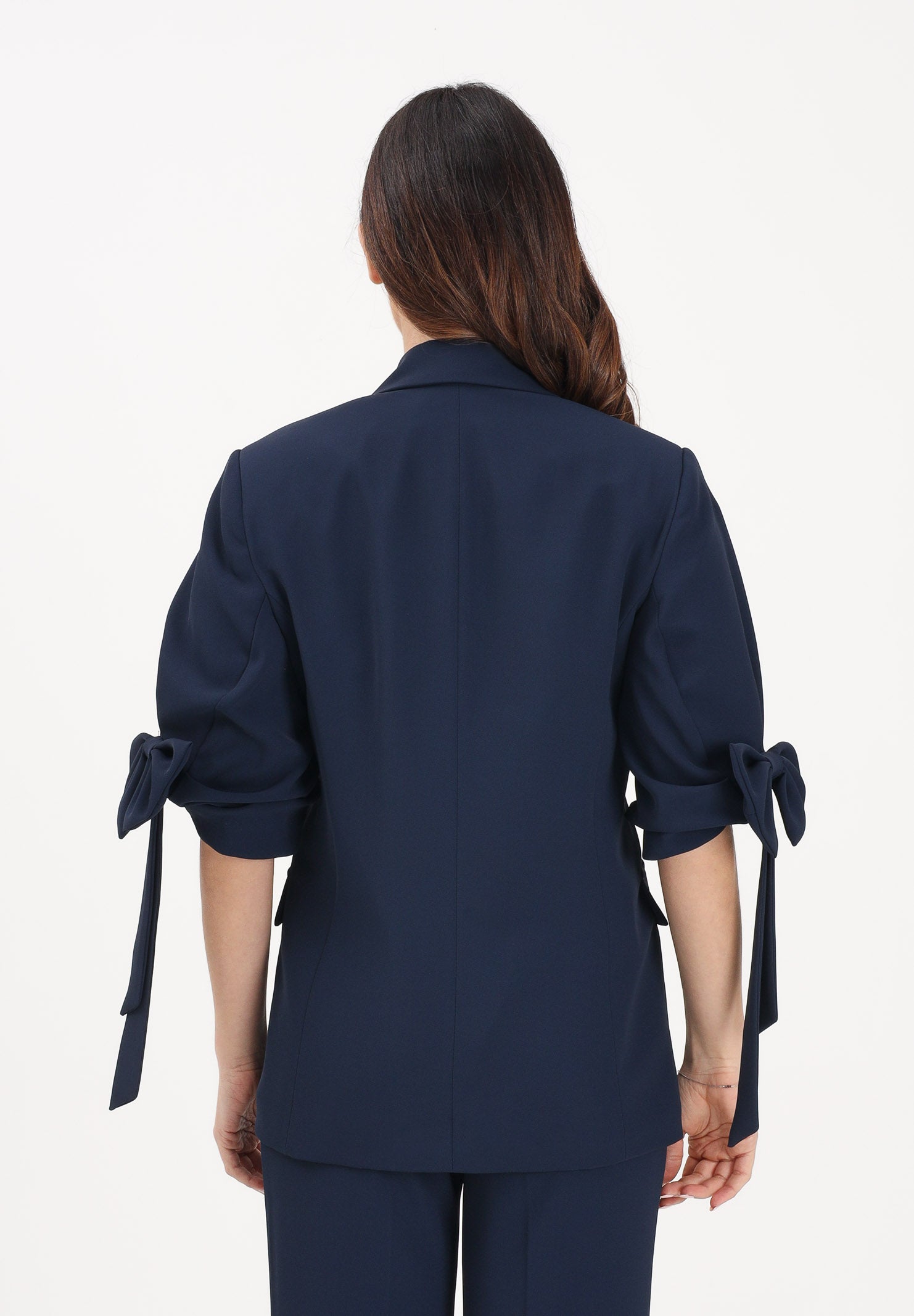 VICOLO Giacca monopetto blu da donna con fiocchi TAB0244 A89 VICOLO