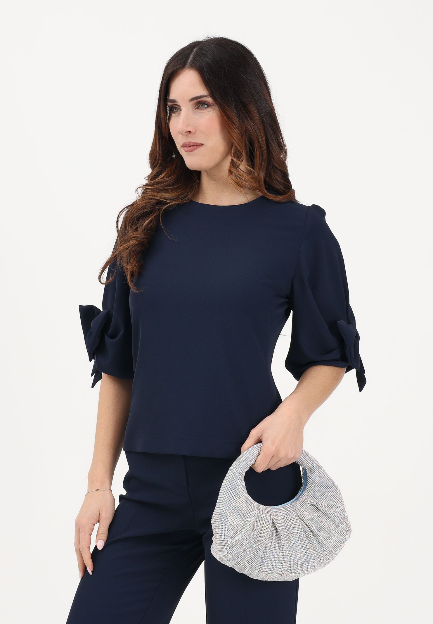 VICOLO Blusa blu da donna con fiocco applicato TAB0245 A89 VICOLO