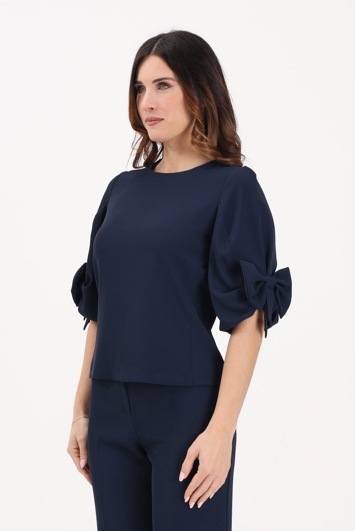 VICOLO Blusa blu da donna con fiocco applicato TAB0245 A89 VICOLO