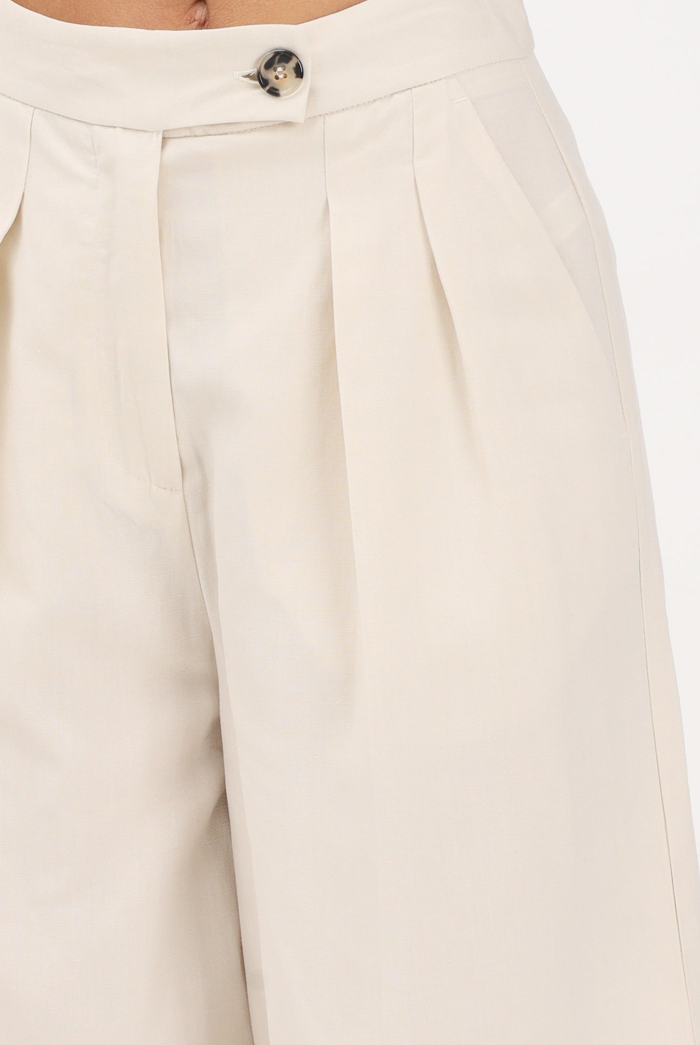 VICOLO Shorts in viscosa e lino Burro beige, donna. TAB1656 BU VICOLO