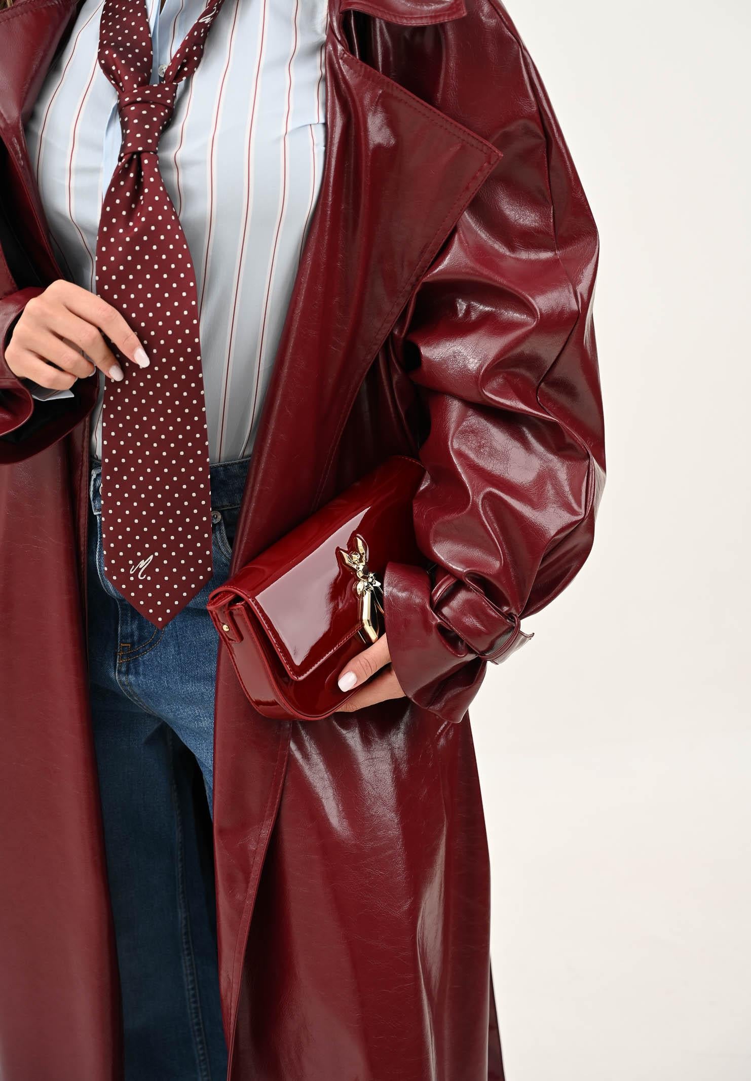 MAR DE MARGARITAS Cravatta bordeaux da donna con fantasia a micro pois MMACW00022 RS19 Mar de margaritas