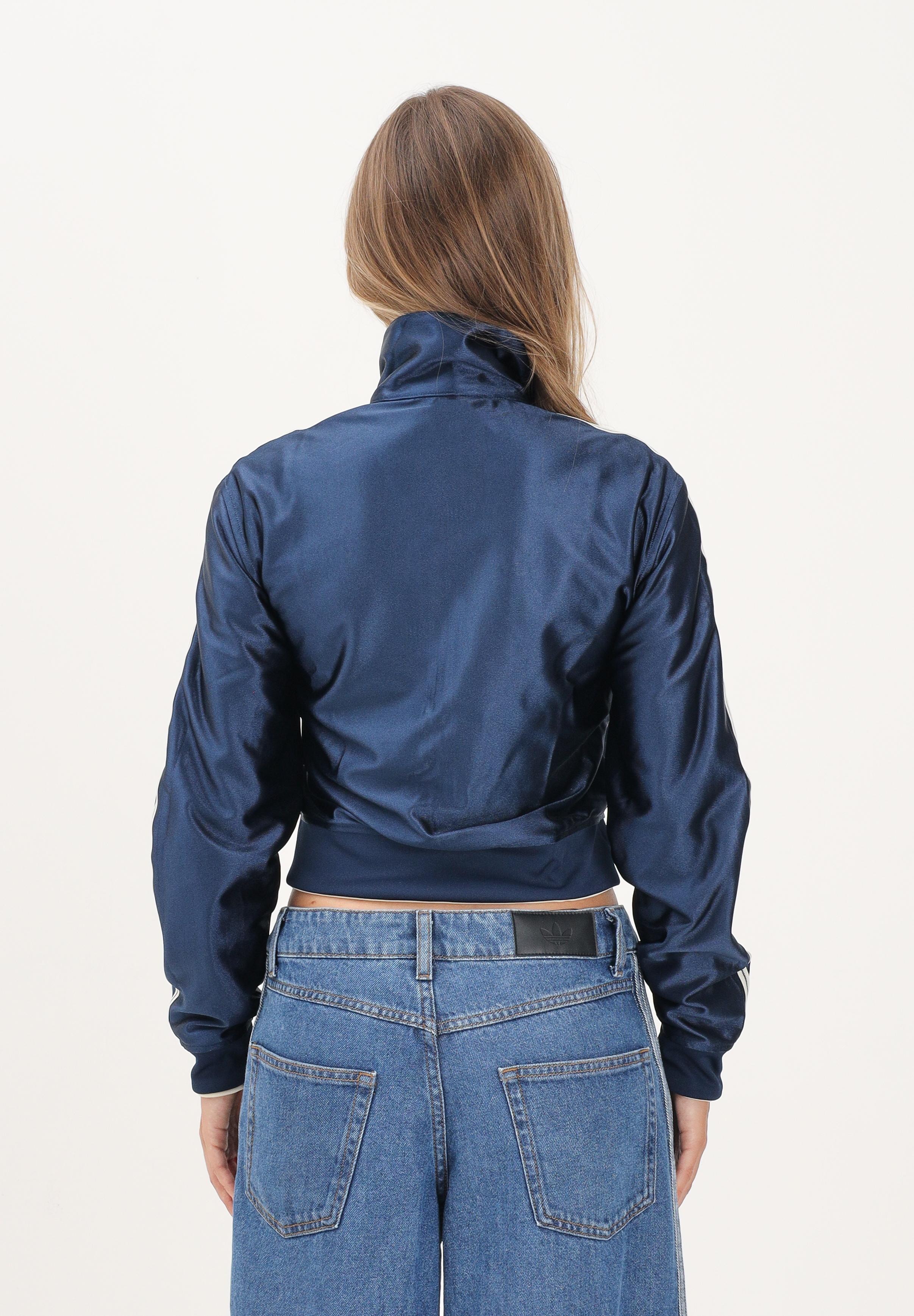 ADIDAS ORIGINALS felpa con zip Reversible Firebird Track Top Warm Vanilla / Night Indigo beige e blu donna. KR7031 . ADIDAS ORIGINALS