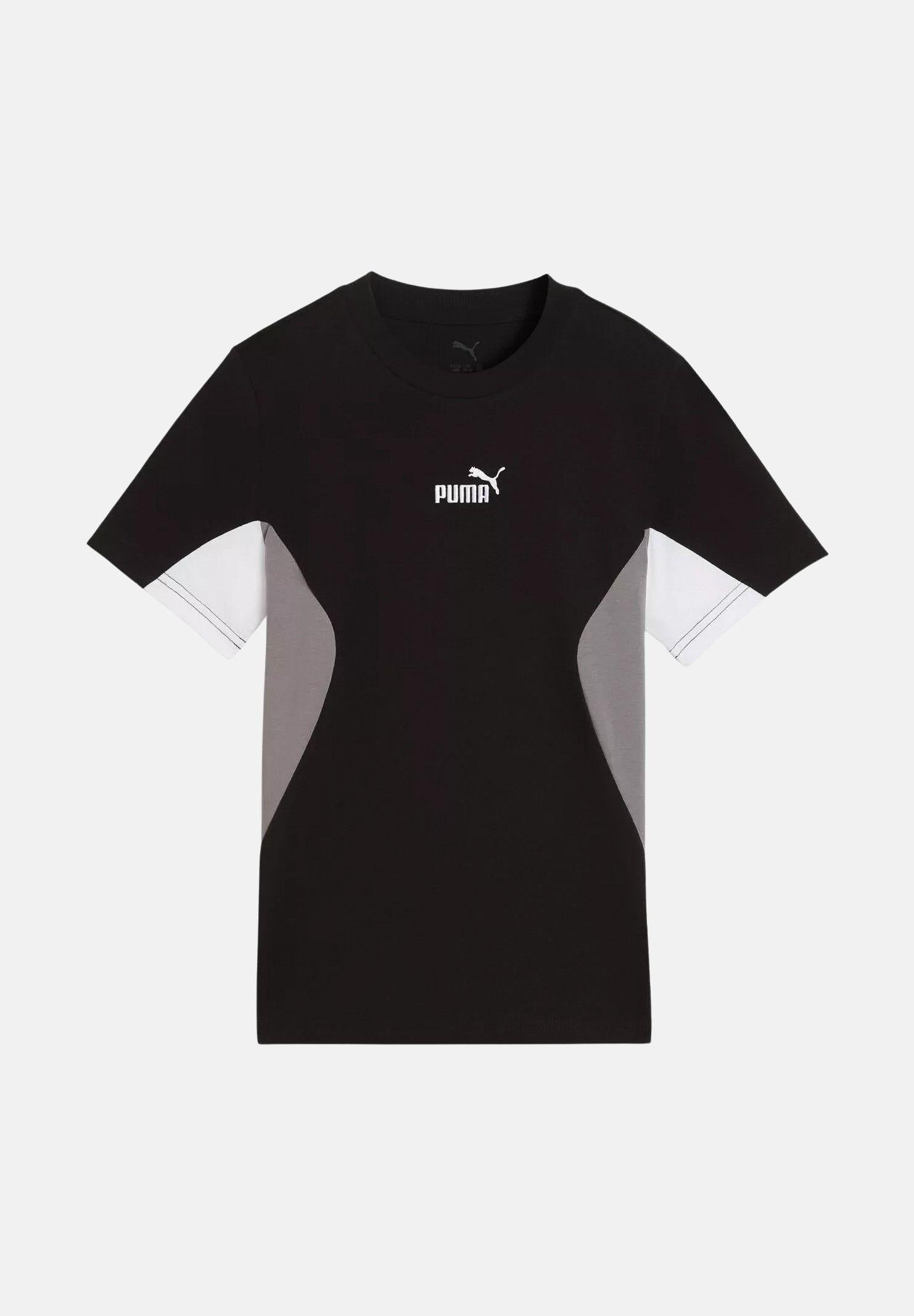 PUMA T-shirt a manica corta Essentials+ Block nera per bambino e bambina 692512 01 PUMA