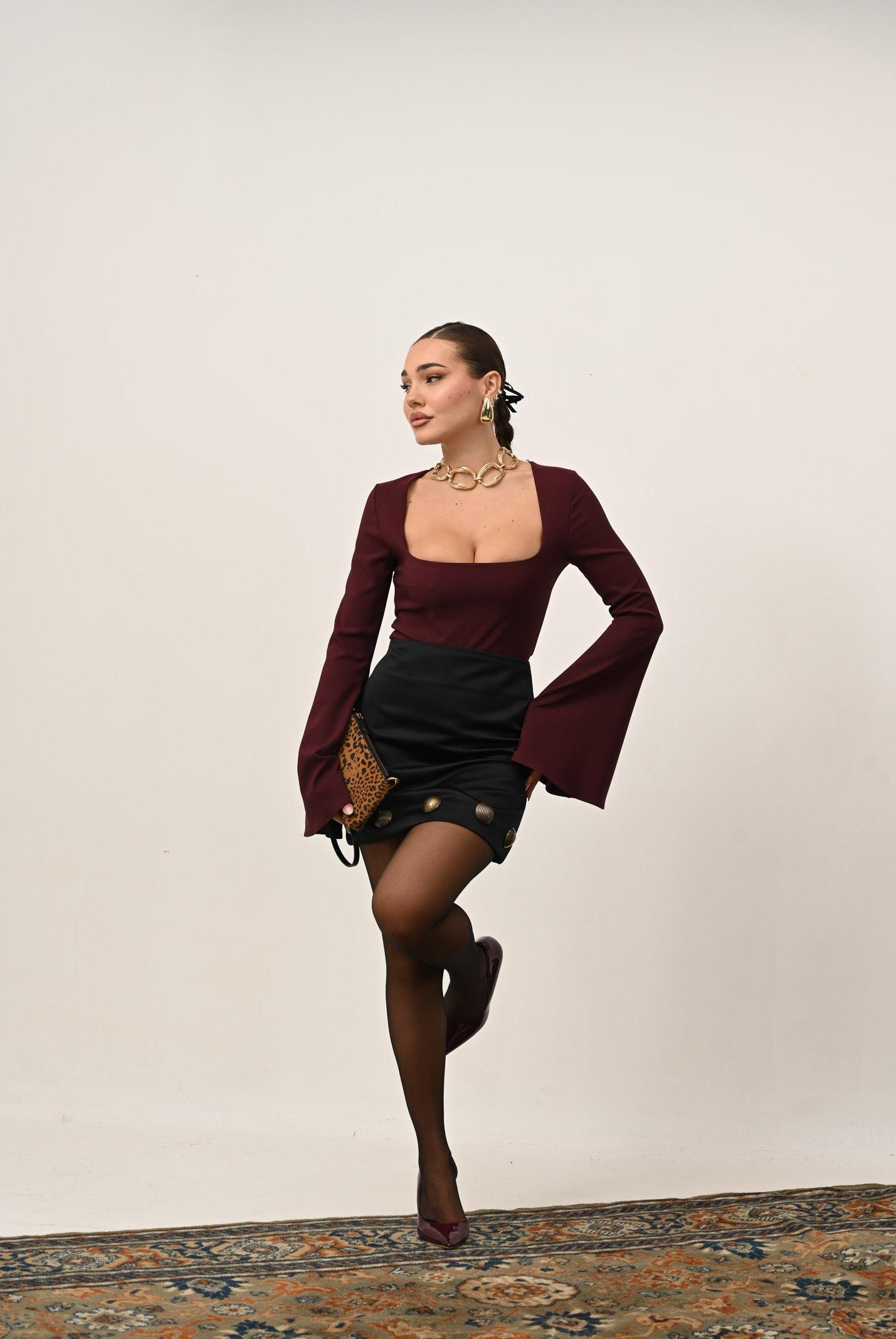 NOELL MAGGINI Gonna corta nera da donna con dettagli metallici 00126087 NE NOELL MAGGINI