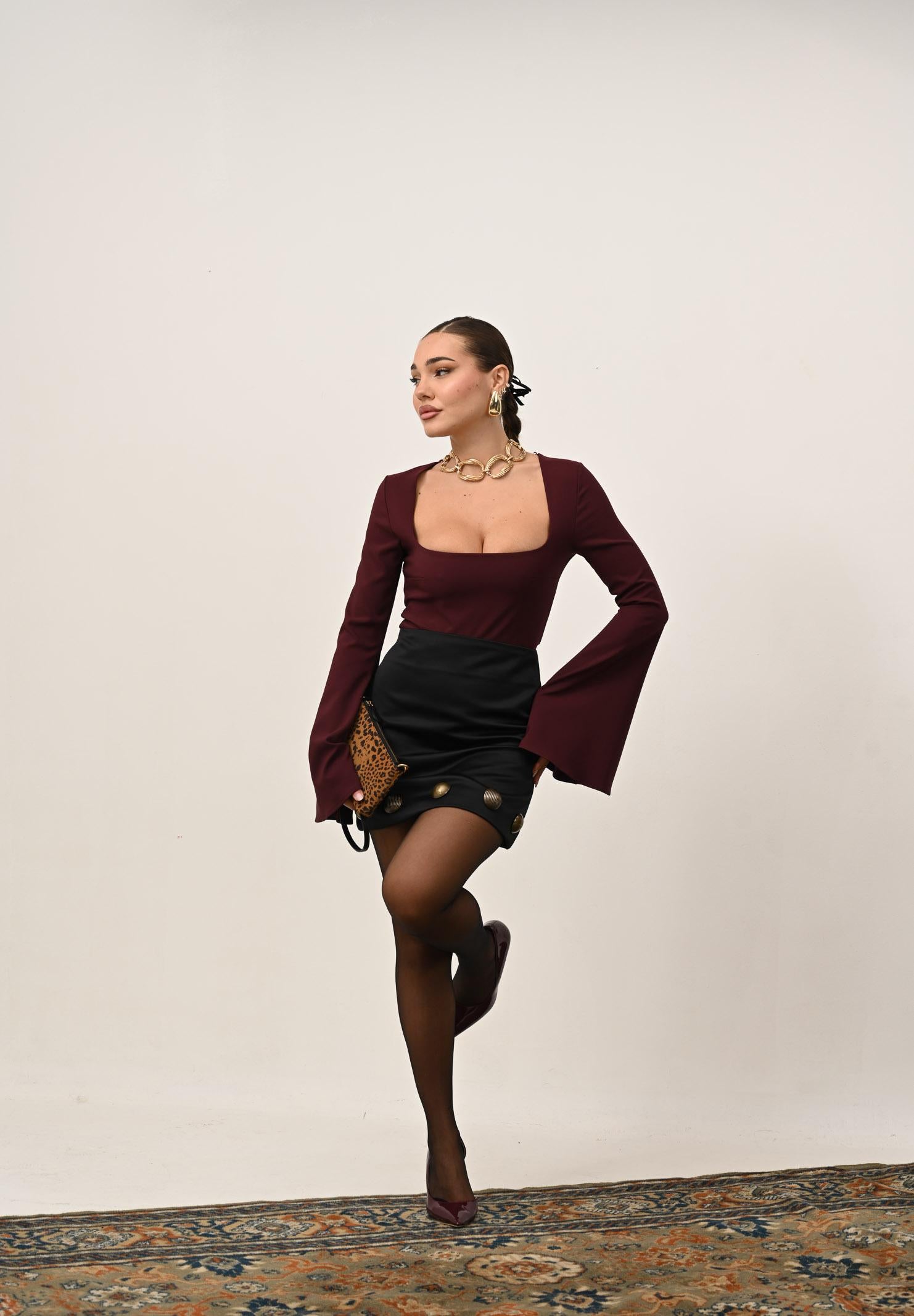 NOELL MAGGINI Gonna corta nera da donna con dettagli metallici 00126087 NE NOELL MAGGINI