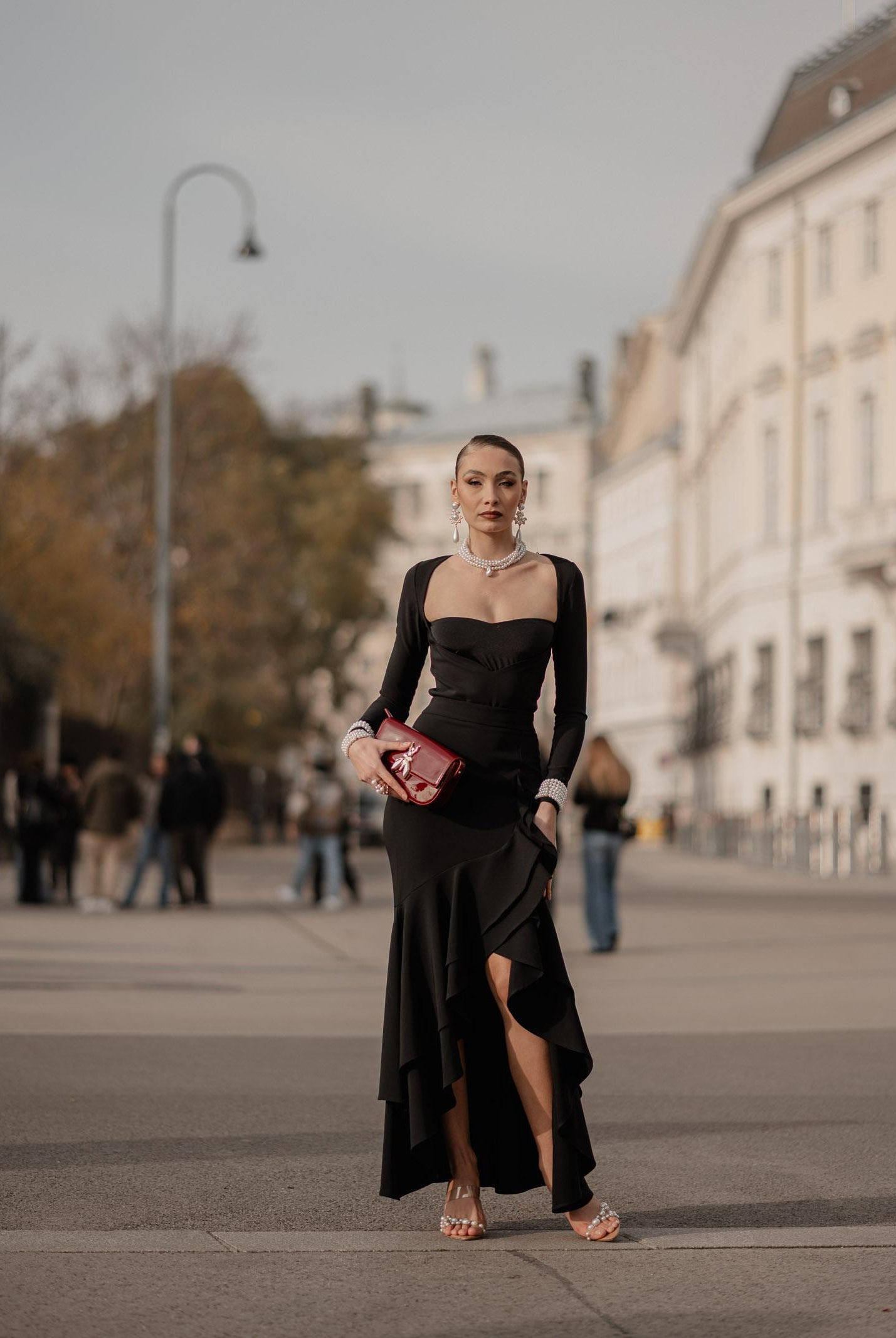 SANTAS Gonna lunga ÉLAN nera da donna PV2606 NE SANTAS